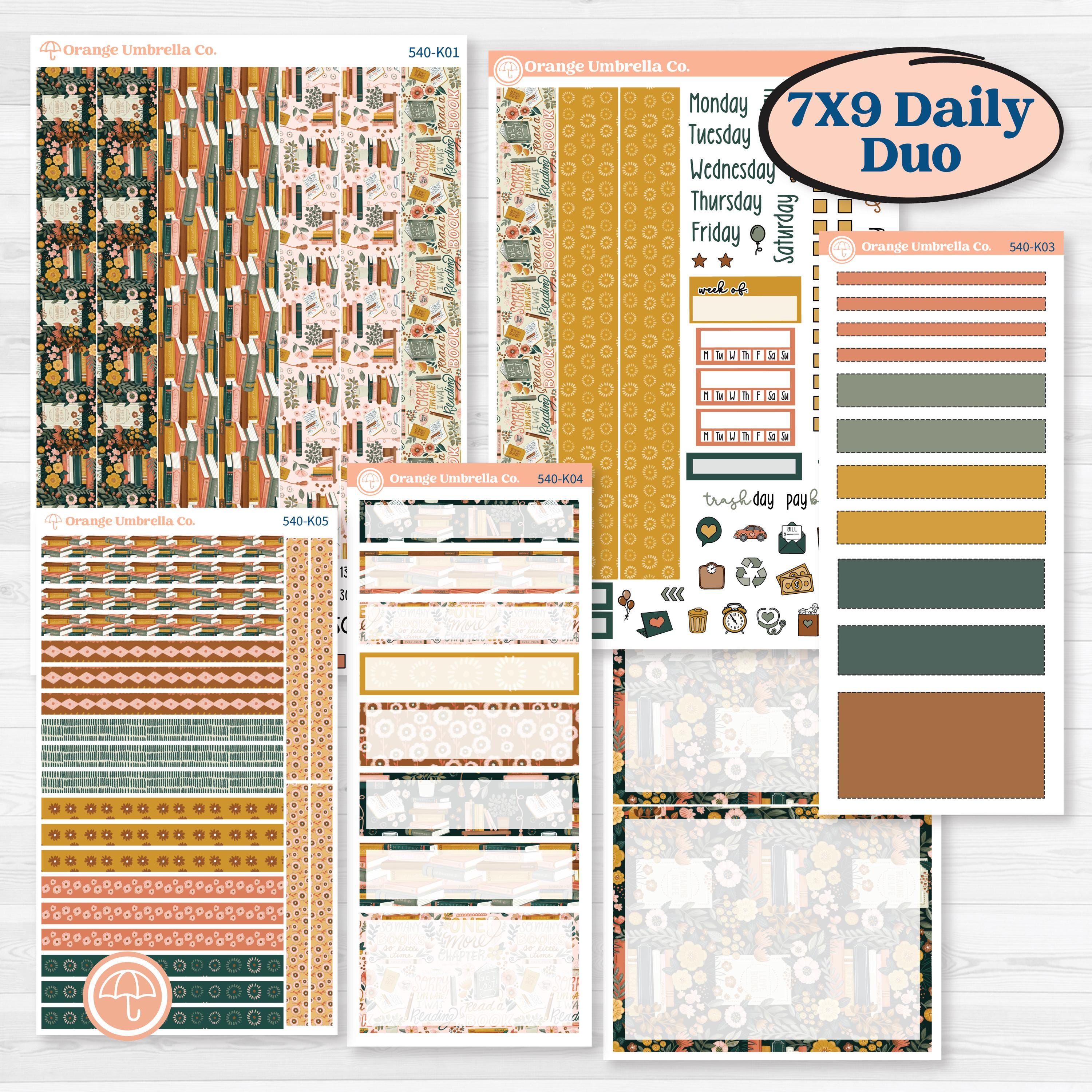 Book Love Planner Kit | 7x9 Erin Condren Daily Duo Planner Kit Stickers | Bookmarked | KIT-540-K