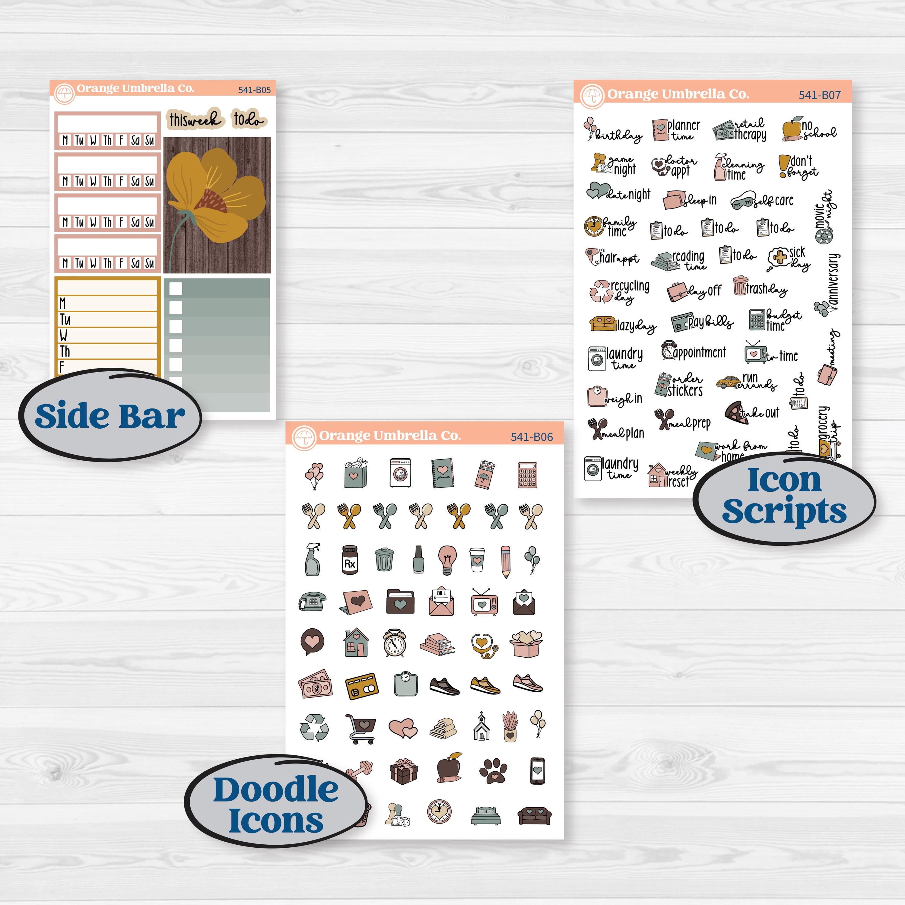 Boho Floral Planner Kit | Weekly Add-On Planner Kit Stickers | Living Is Easy | KIT-541-B