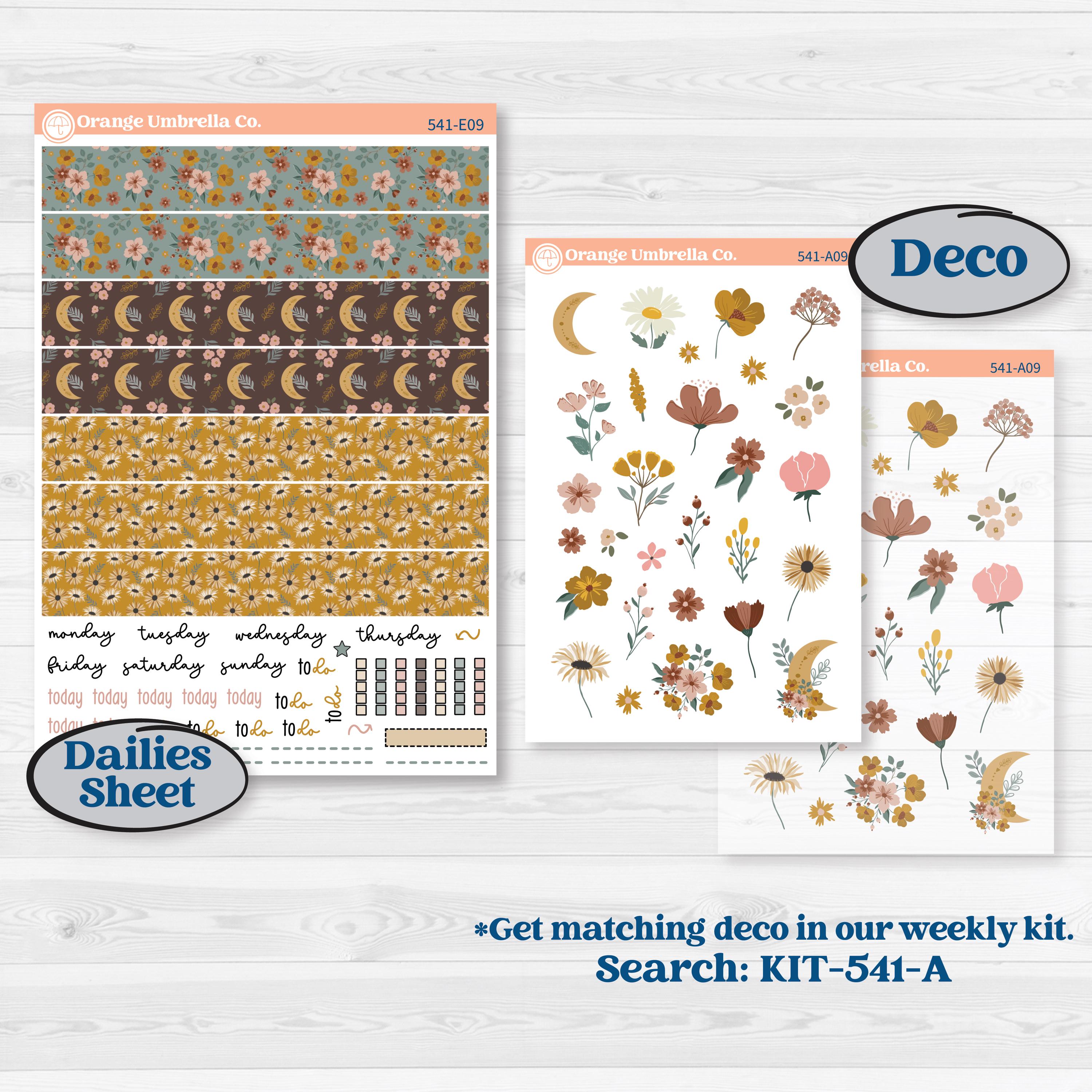 Boho Floral Planner Kit | Hobonichi Cousin Weekly & Daily Planner Kit Stickers | Living Is Easy | KIT-541-E