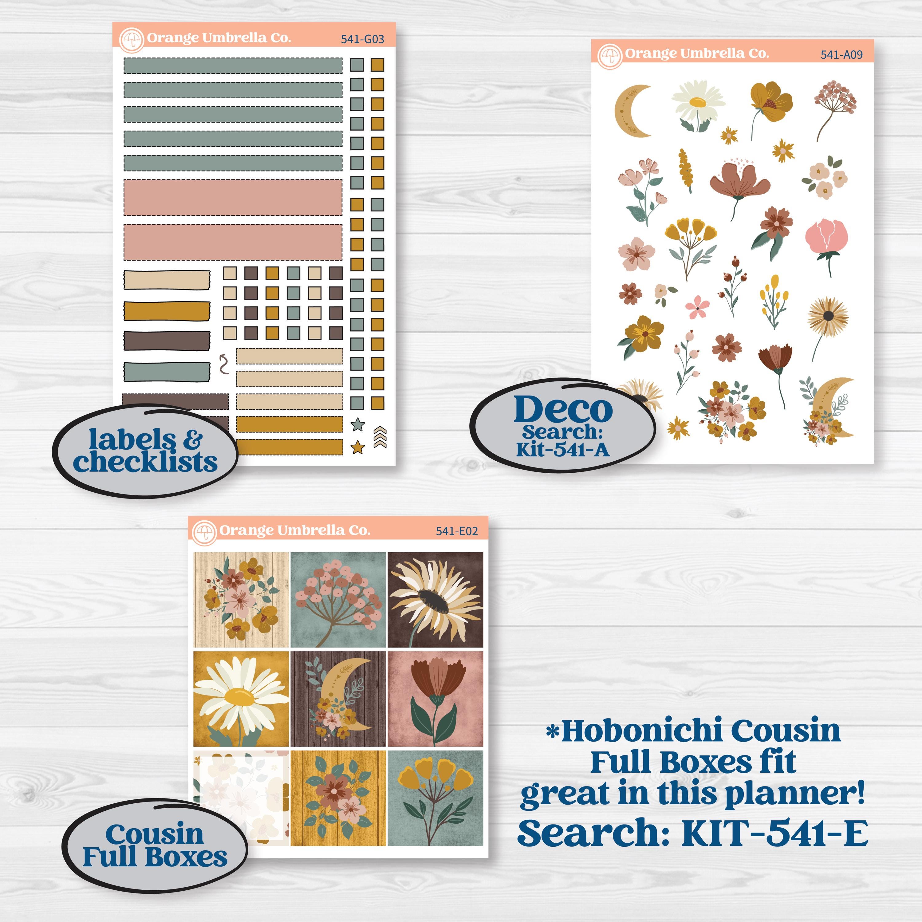 Boho Floral Planner Kit | Erin Condren 7x9 Weekly Dashboard Planner Kit Stickers | Living Is Easy | KIT-541-G