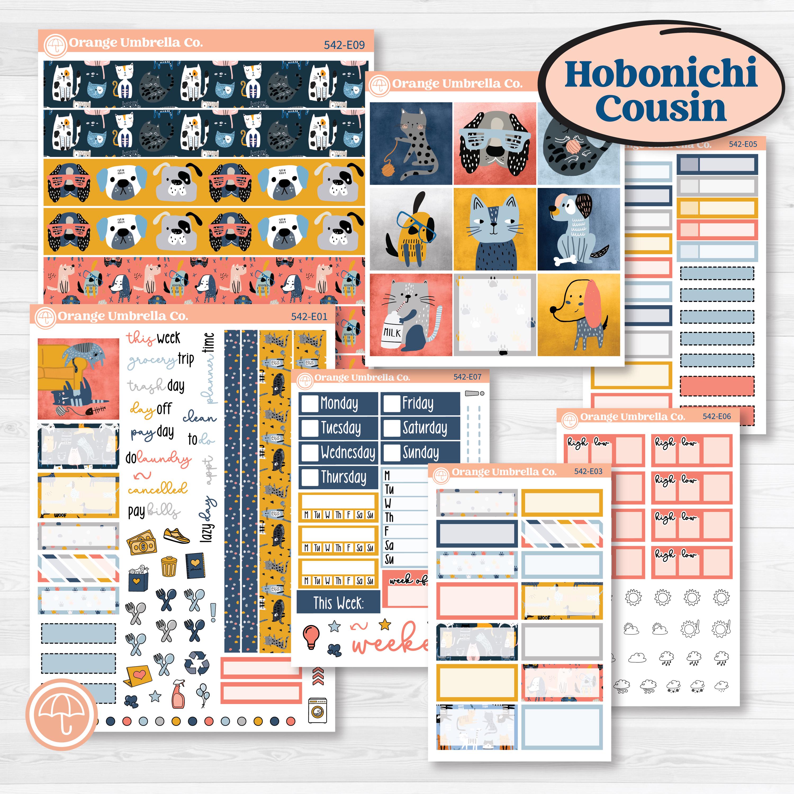 Pet Lover Planner Kit | Hobonichi Cousin Weekly & Daily Planner Kit Stickers | Furever Friends | KIT-542-E