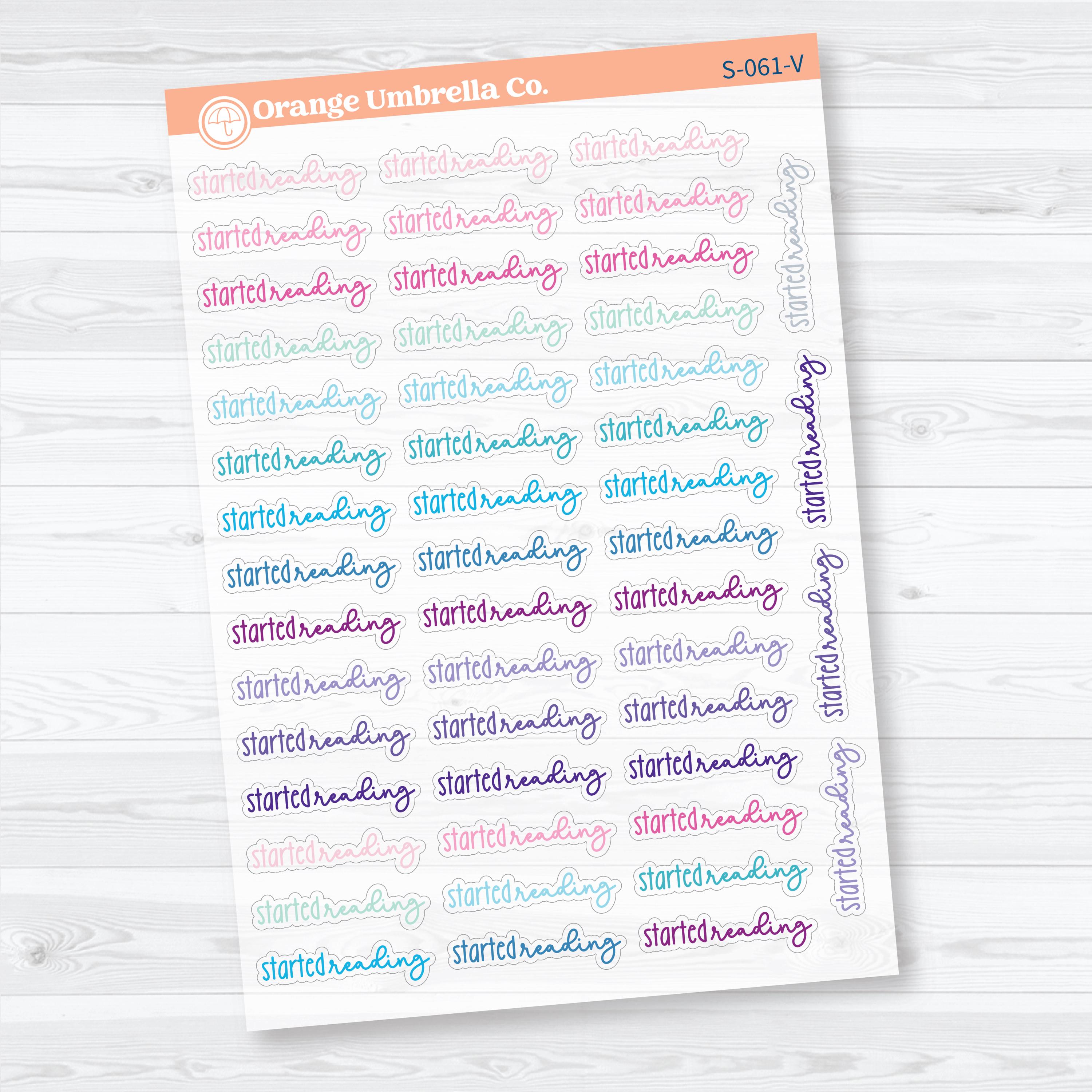 Started Reading Clear Matte Planner Script Stickers | Reading Journal Scripts F18 | S-061-CM