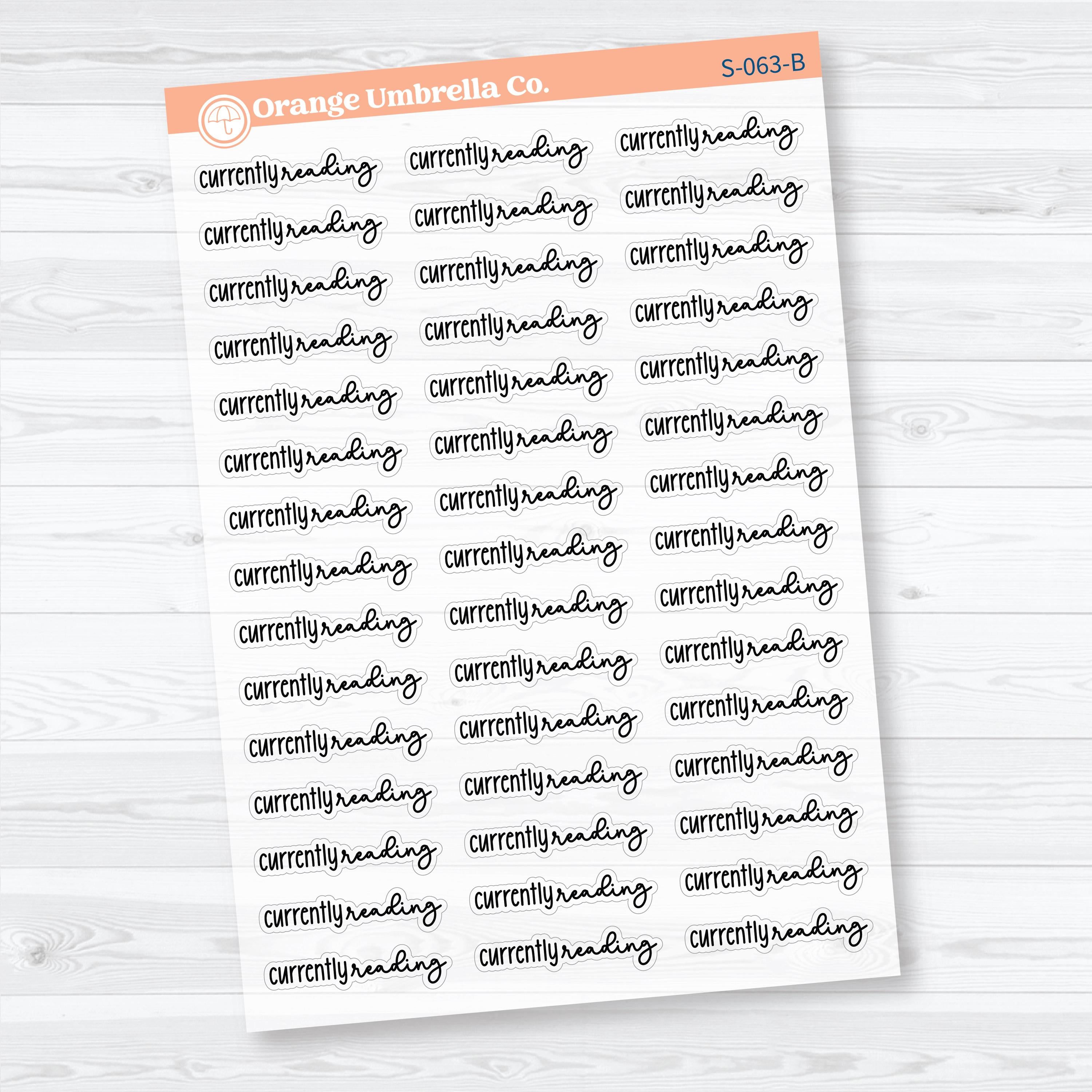 Currently Reading Clear Matte Planner Script Stickers | Reading Journal Scripts F18 | S-063-CM
