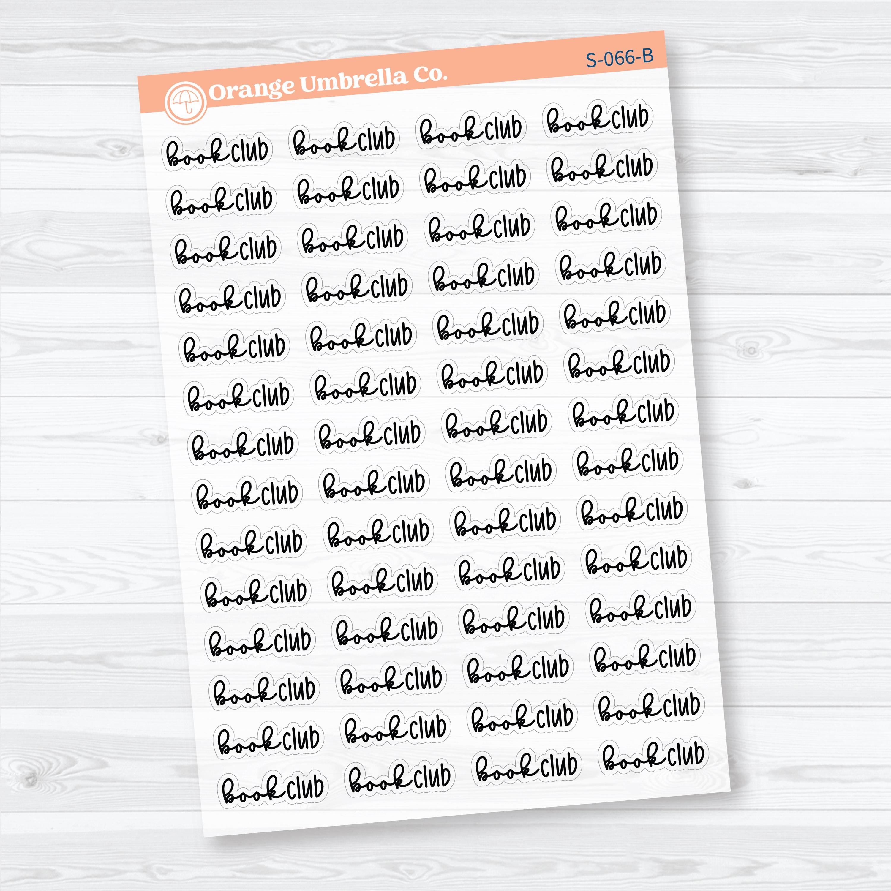 Book Club Clear Matte Planner Script Stickers | Reading Journal Scripts F18 | S-066-CM