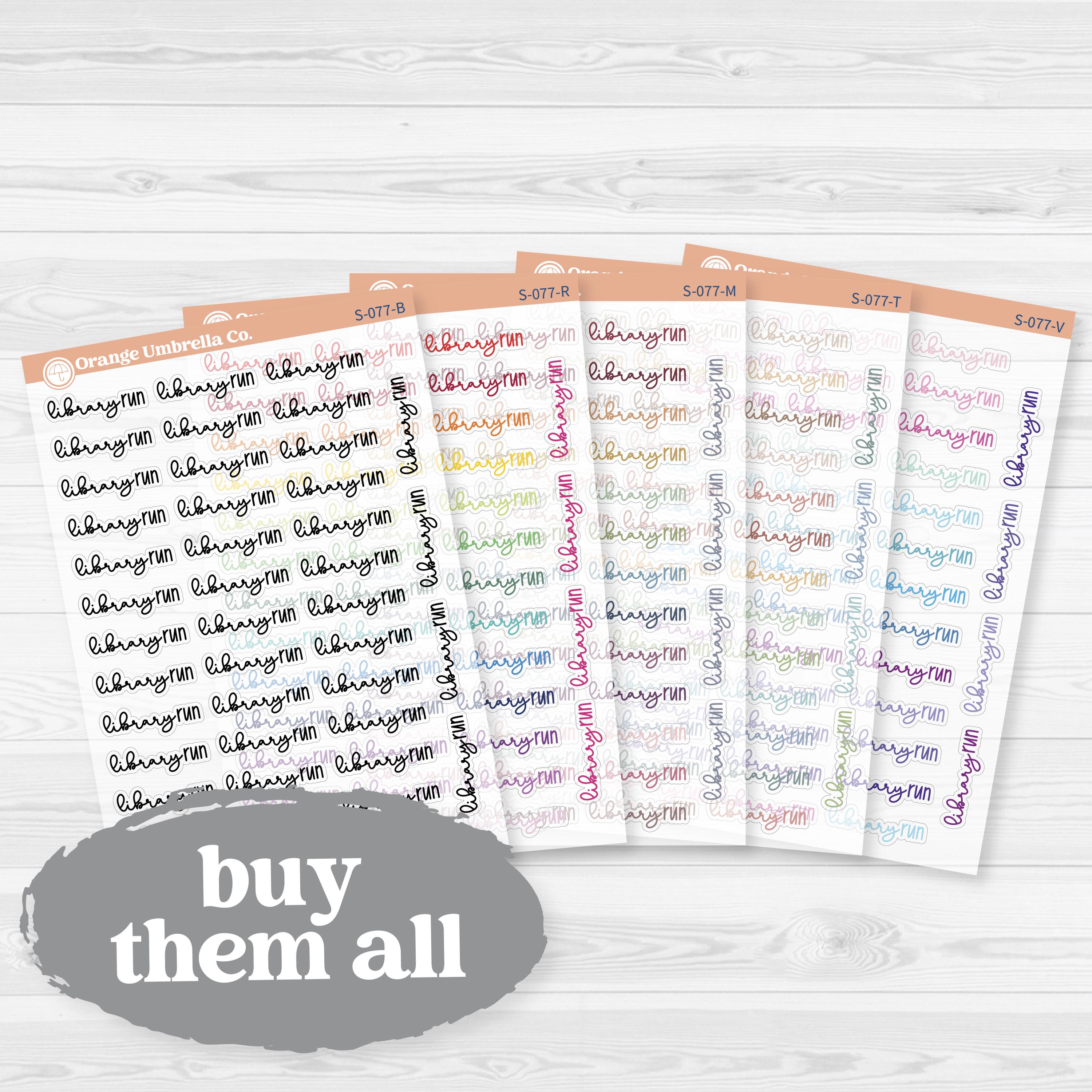Library Run Reading Journal Clear Matte Script Stickers | Planner Stickers | S-077-CM