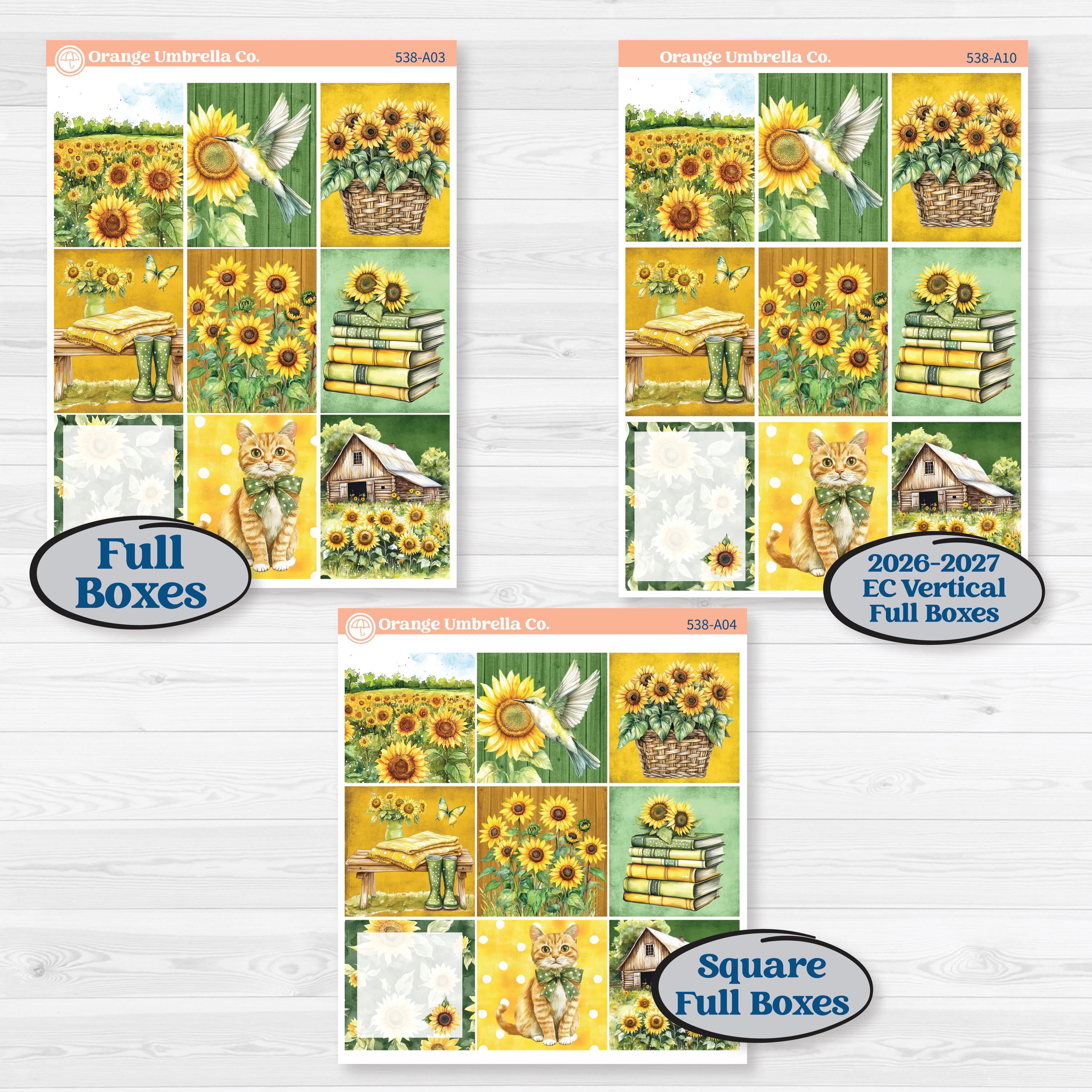 Sunflower Cottage | Weekly Sticker Kit for Vertical Planners like Erin Condren | Sun Blooms | KIT-538-A
