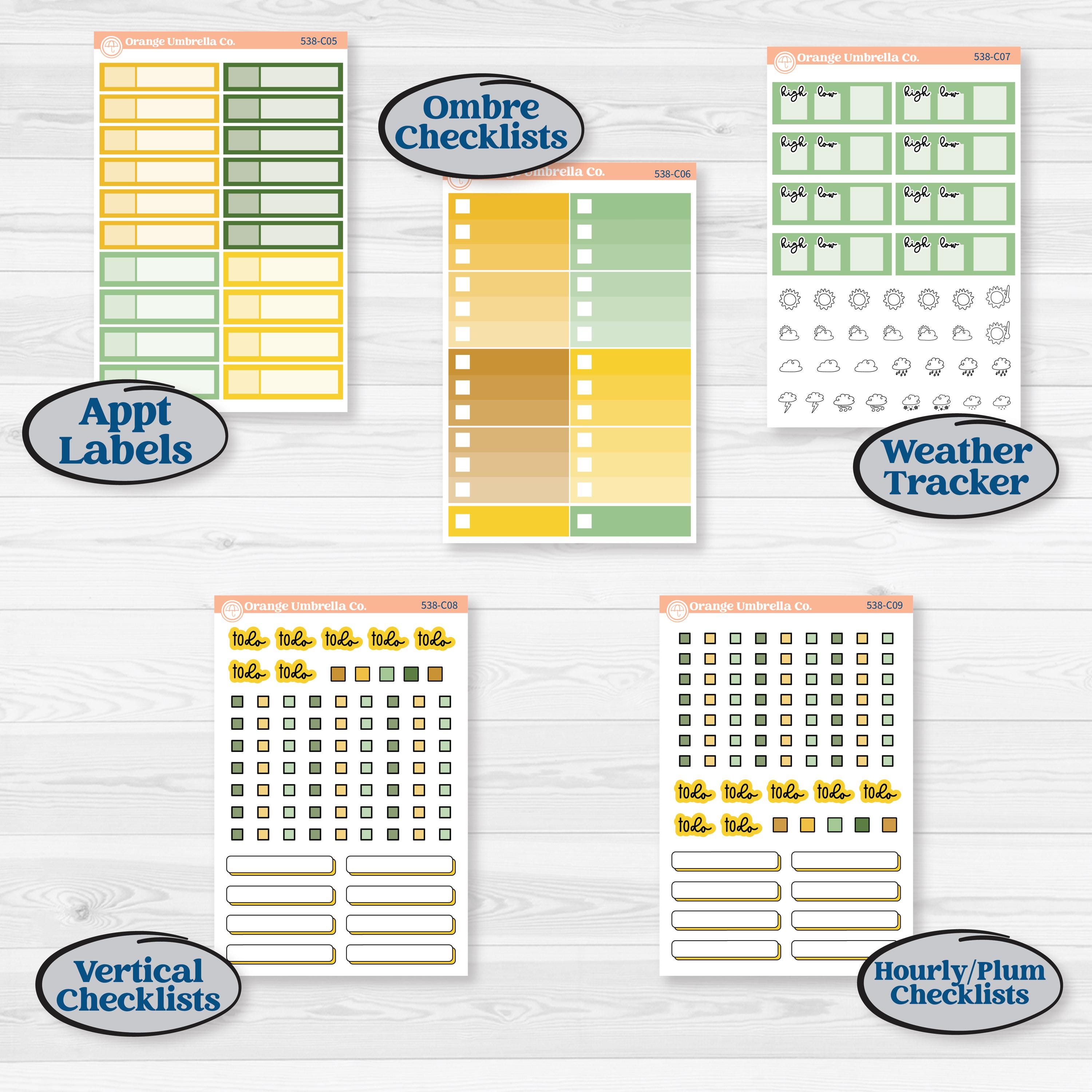 Sunflower Cottage | Weekly Add-On Labels Planner Kit Stickers | Sun Blooms | KIT-538-C