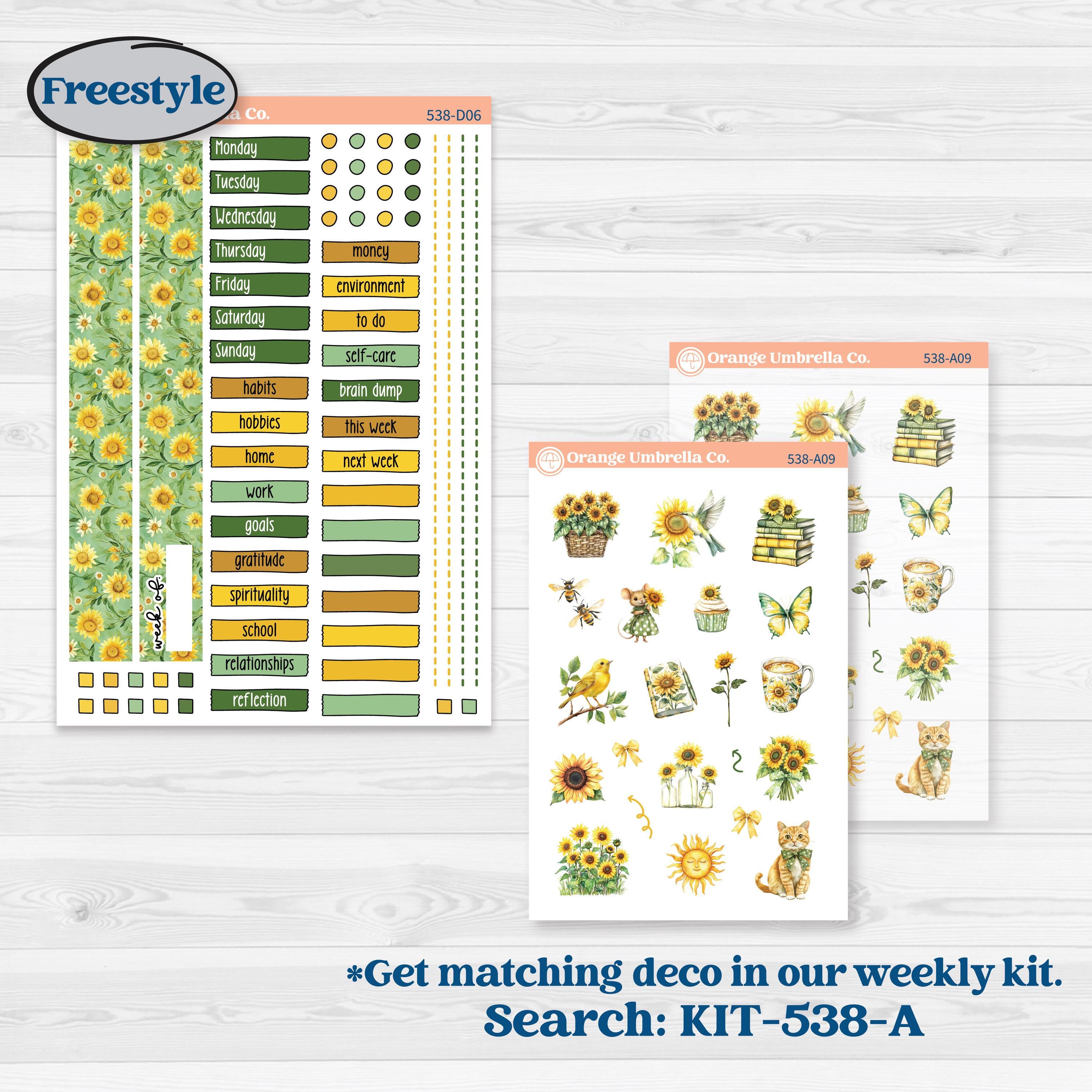 Sunflower Cottage | Journaling or Scrapbooking Kit | Creative Junk Journal Planner Stickers | Sun Blooms | KIT-538-D