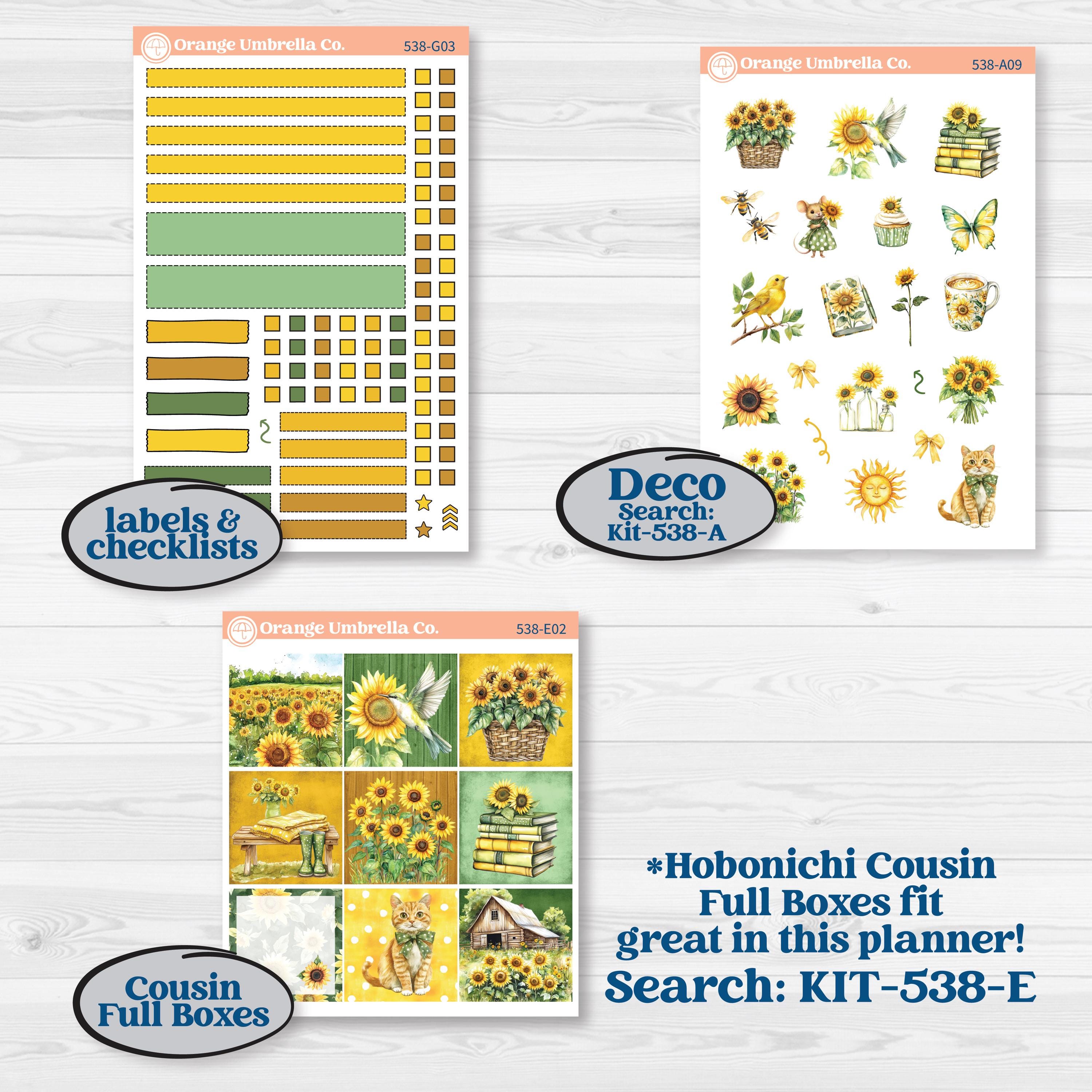 Sunflower Cottage | Erin Condren 7x9 Weekly Dashboard Planner Kit Stickers | Sun Blooms | KIT-538-G