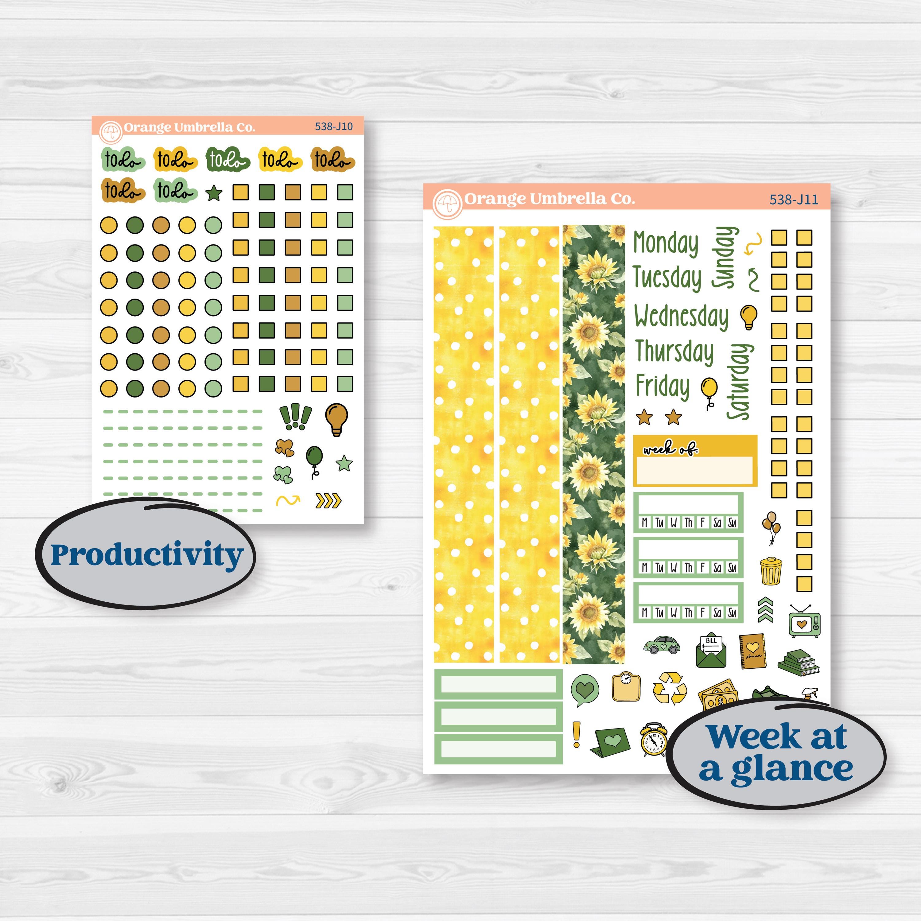 Sunflower Cottage | A5 Daily Duo Planner Kit Stickers | Sun Blooms | KIT-538-J