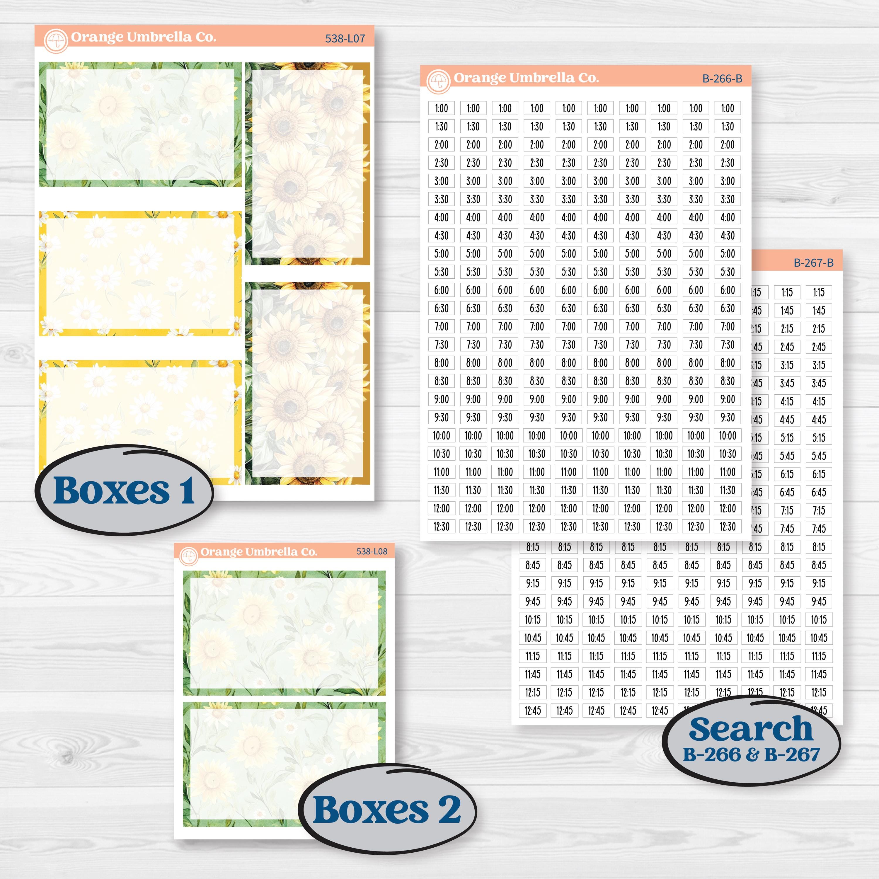 Sunflower Cottage | 7x9 Plum Daily Planner Kit Stickers | Sun Blooms | KIT-538-L