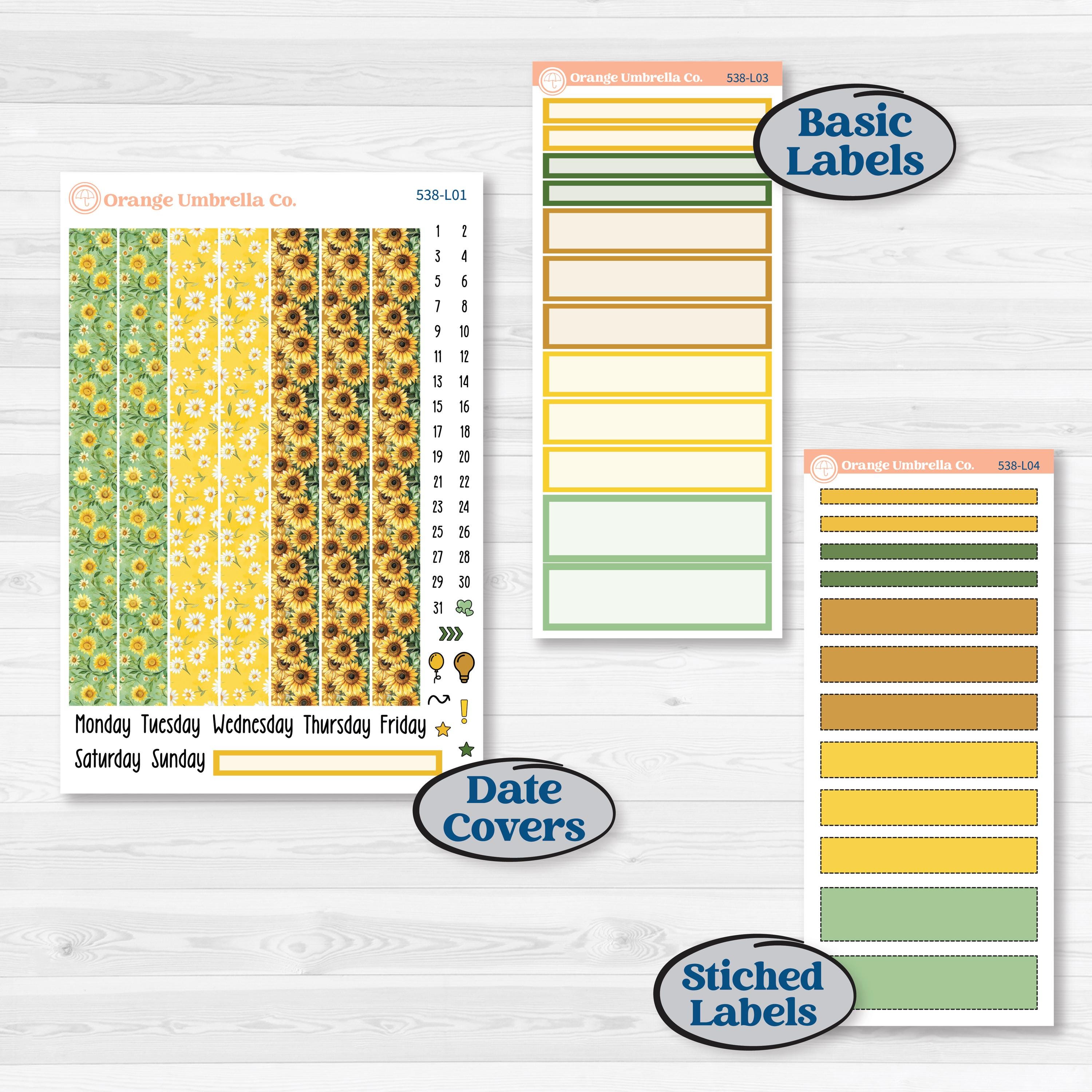 Sunflower Cottage | 7x9 Plum Daily Planner Kit Stickers | Sun Blooms | KIT-538-L