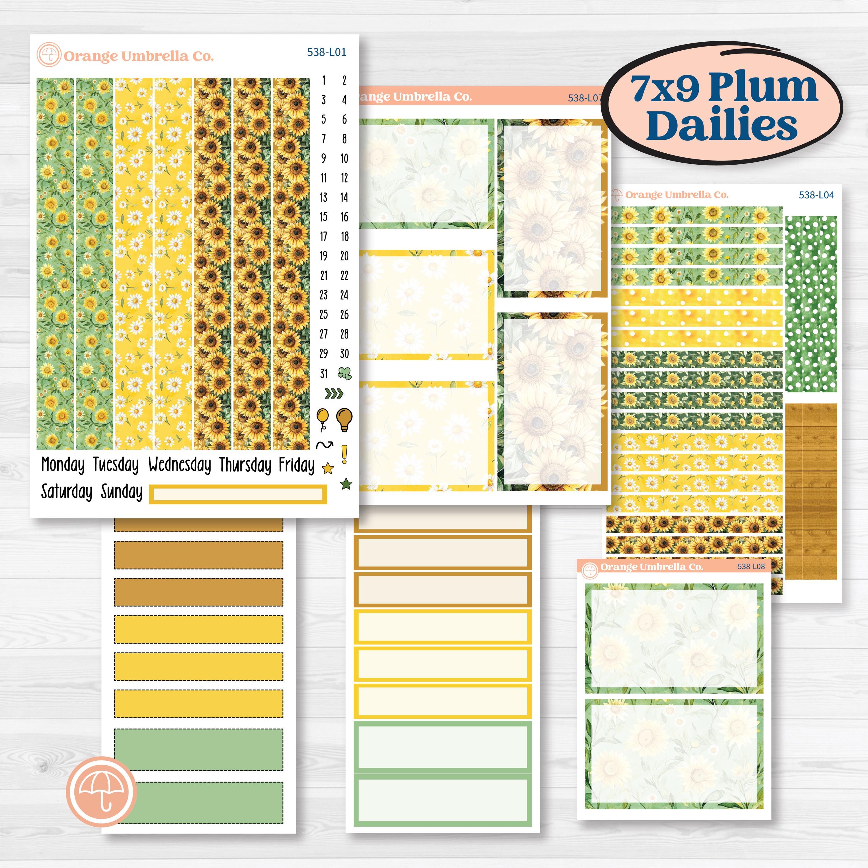 Sunflower Cottage | 7x9 Plum Daily Planner Kit Stickers | Sun Blooms | KIT-538-L
