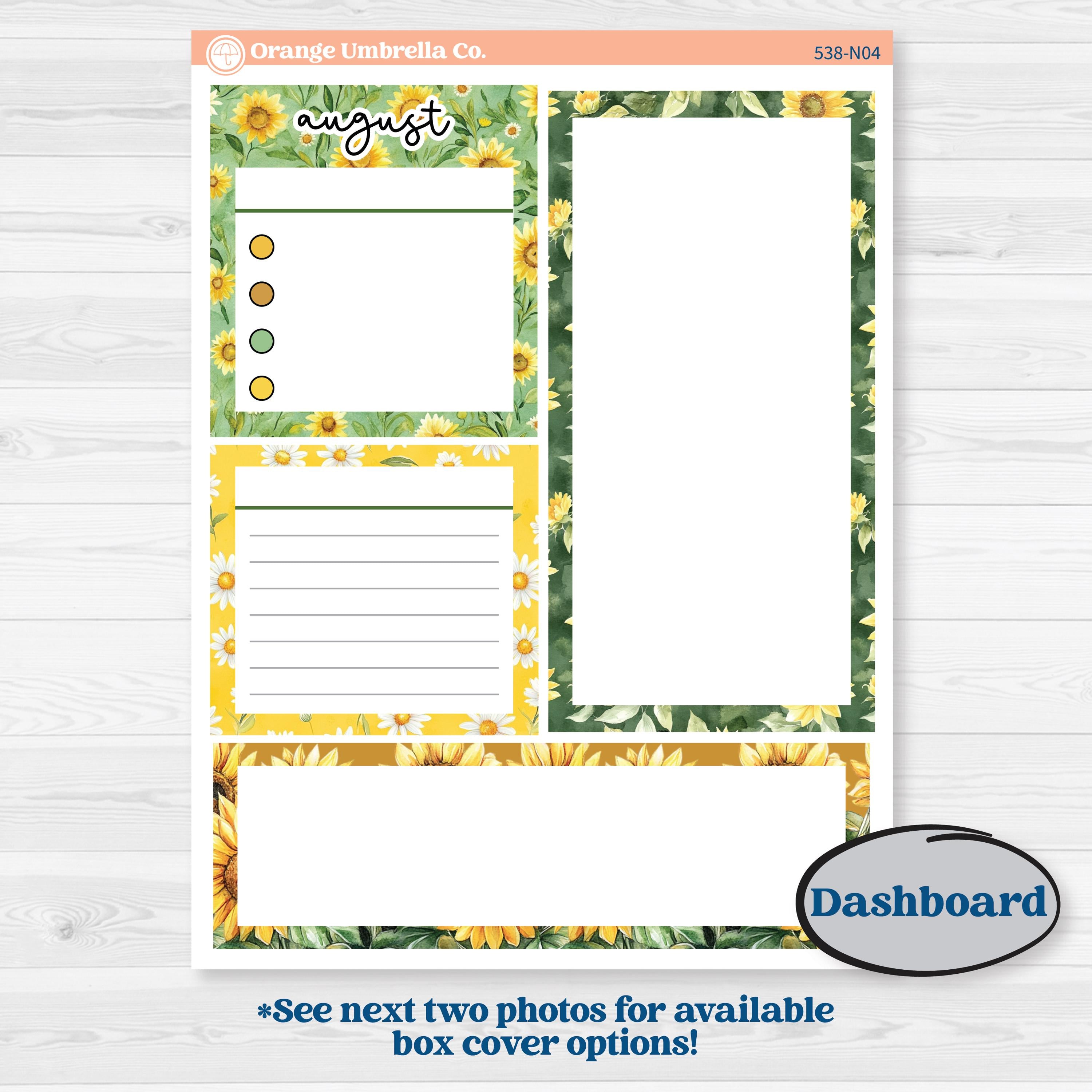 Sunflower Cottage | 7x9 Erin Condren Life Planner Monthly & Dashboard Sticker Kit | Sunflower Cottage | KIT-538-N