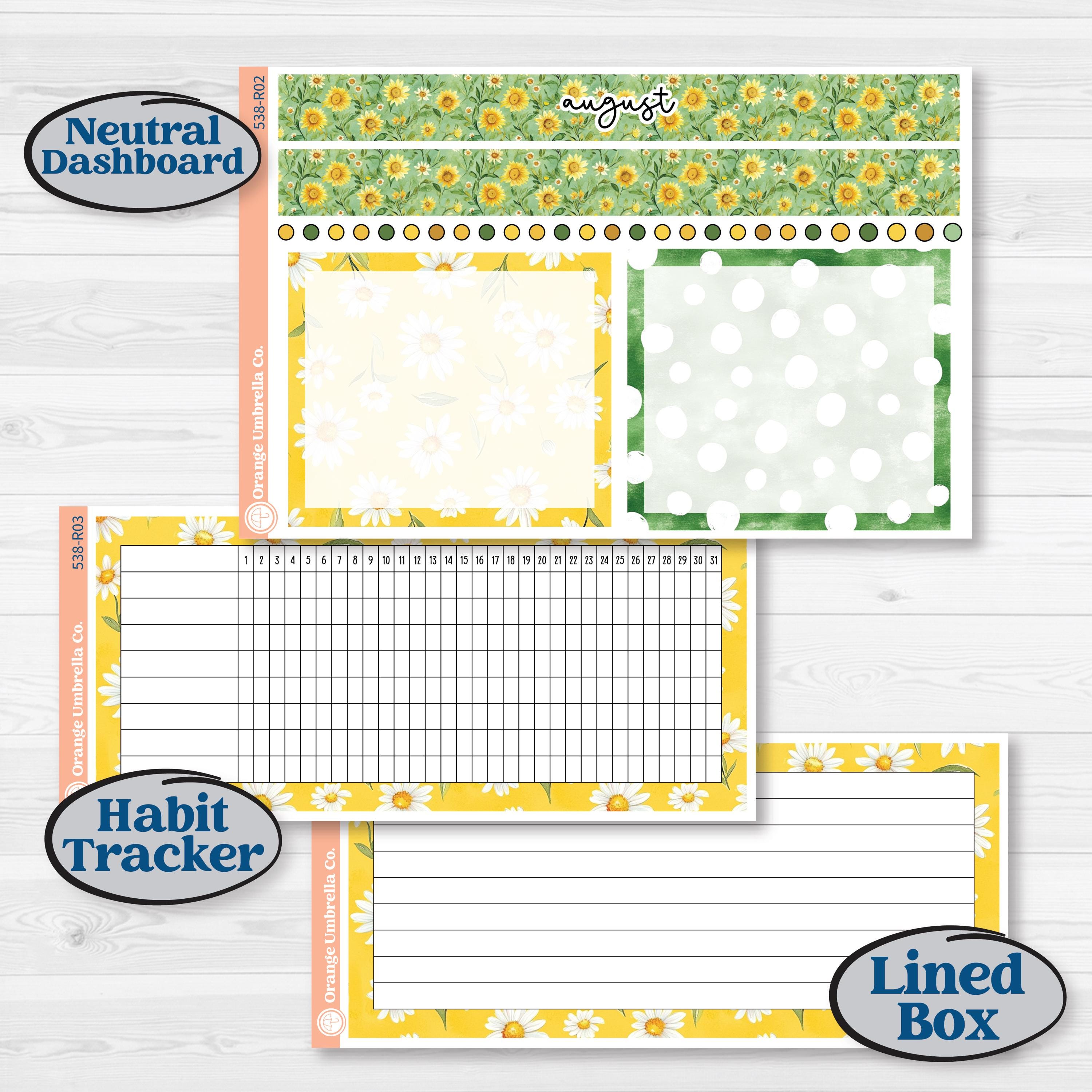 Sunflower Cottage | 8.5x11 Plum Monthly & Dashboard Planner Kit Stickers | Sun Blooms | KIT-538-R