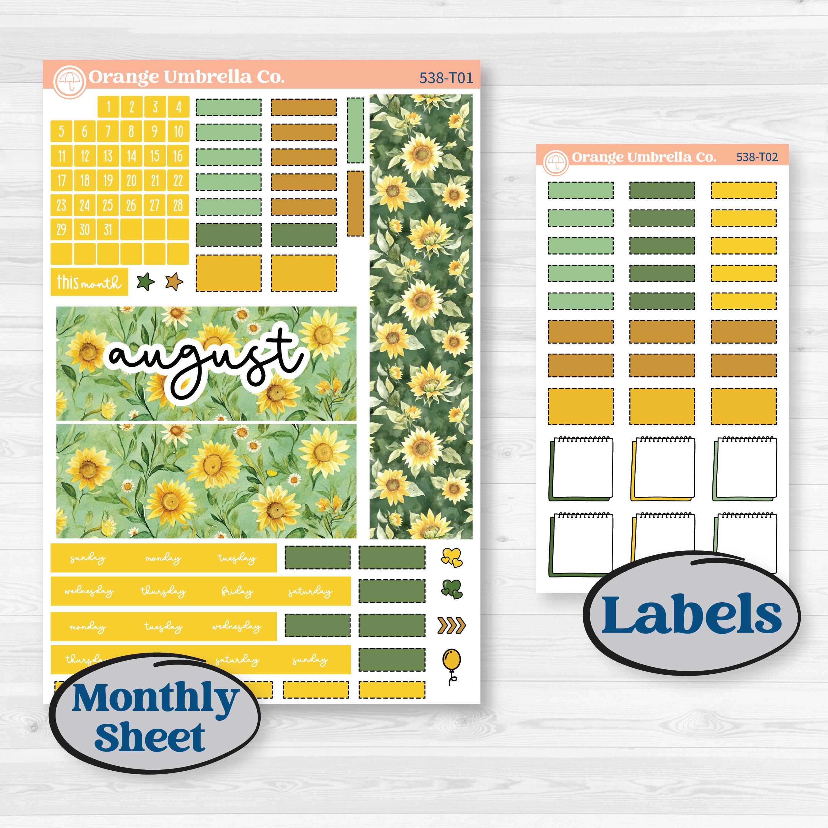 Sunflower Cottage | Hobonichi Weeks Monthly Planner Kit Stickers | Sun Blooms | KIT-538-T