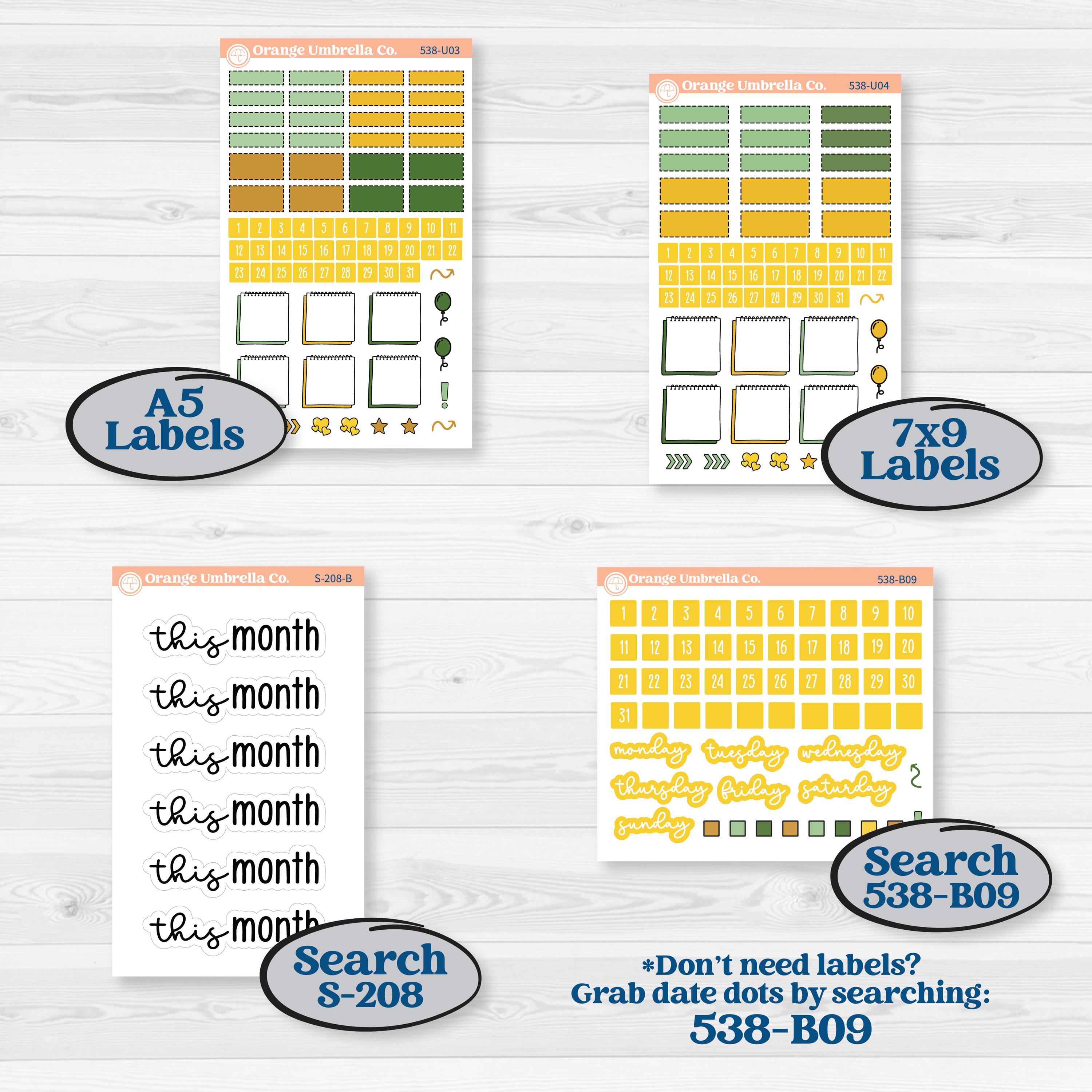 Sunflower Cottage | A5 or 7x9 Create Your Own Monthly or Dashboard Universal | Monthly & Reading Log Sticker Kit | Sun Blooms | KIT-538-U