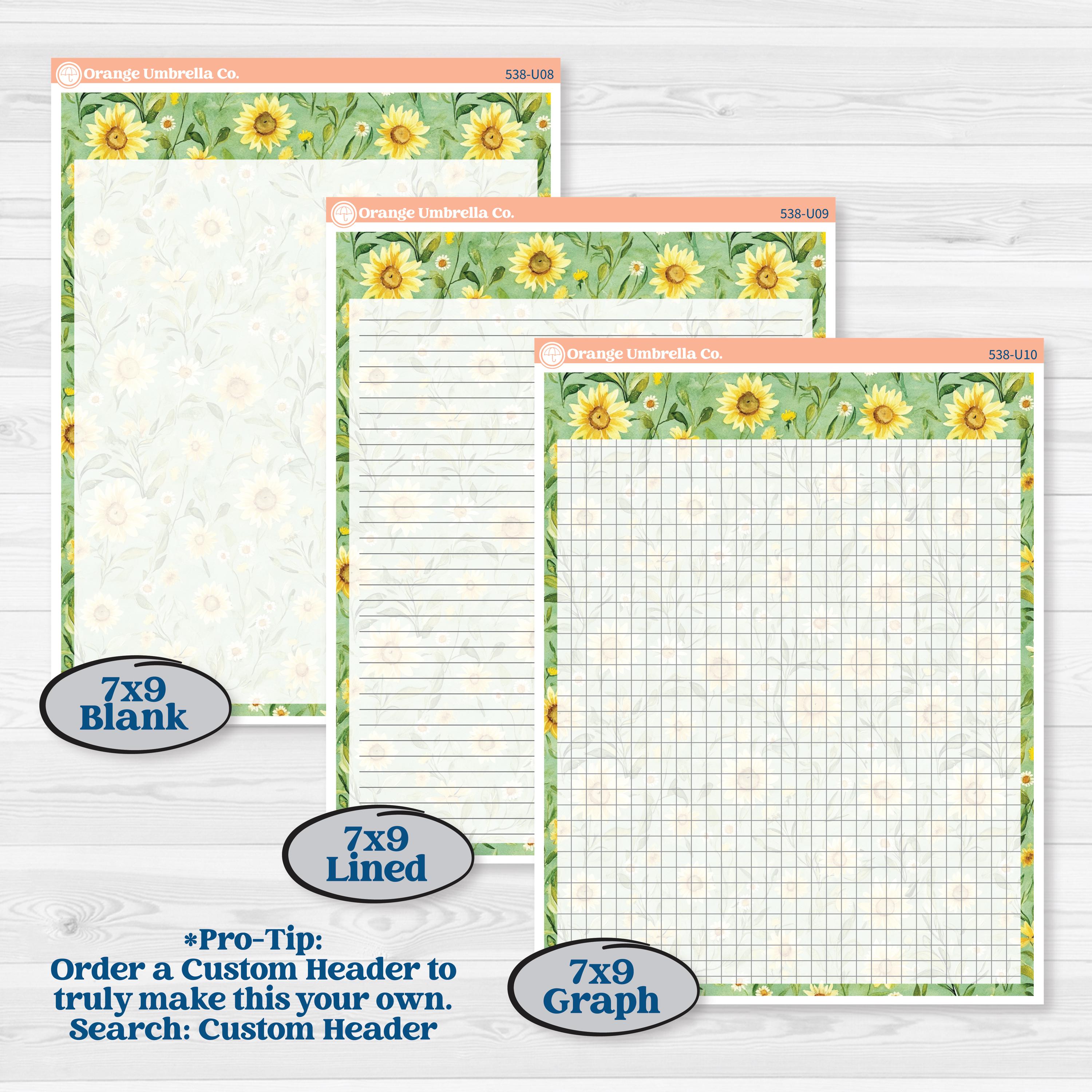 Sunflower Cottage | A5 or 7x9 Create Your Own Monthly or Dashboard Universal | Monthly & Reading Log Sticker Kit | Sun Blooms | KIT-538-U