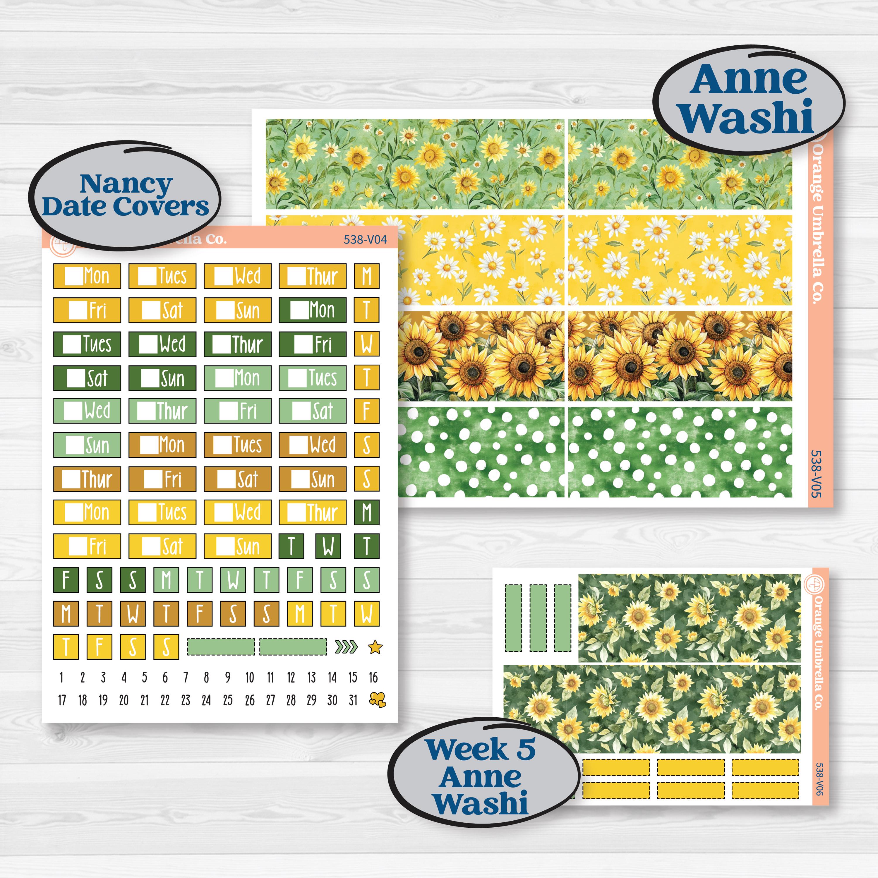Sunflower Cottage | Laurel Denise Nancy Large & Anne Large Planner Kit Stickers | Sun Blooms | KIT-538-V