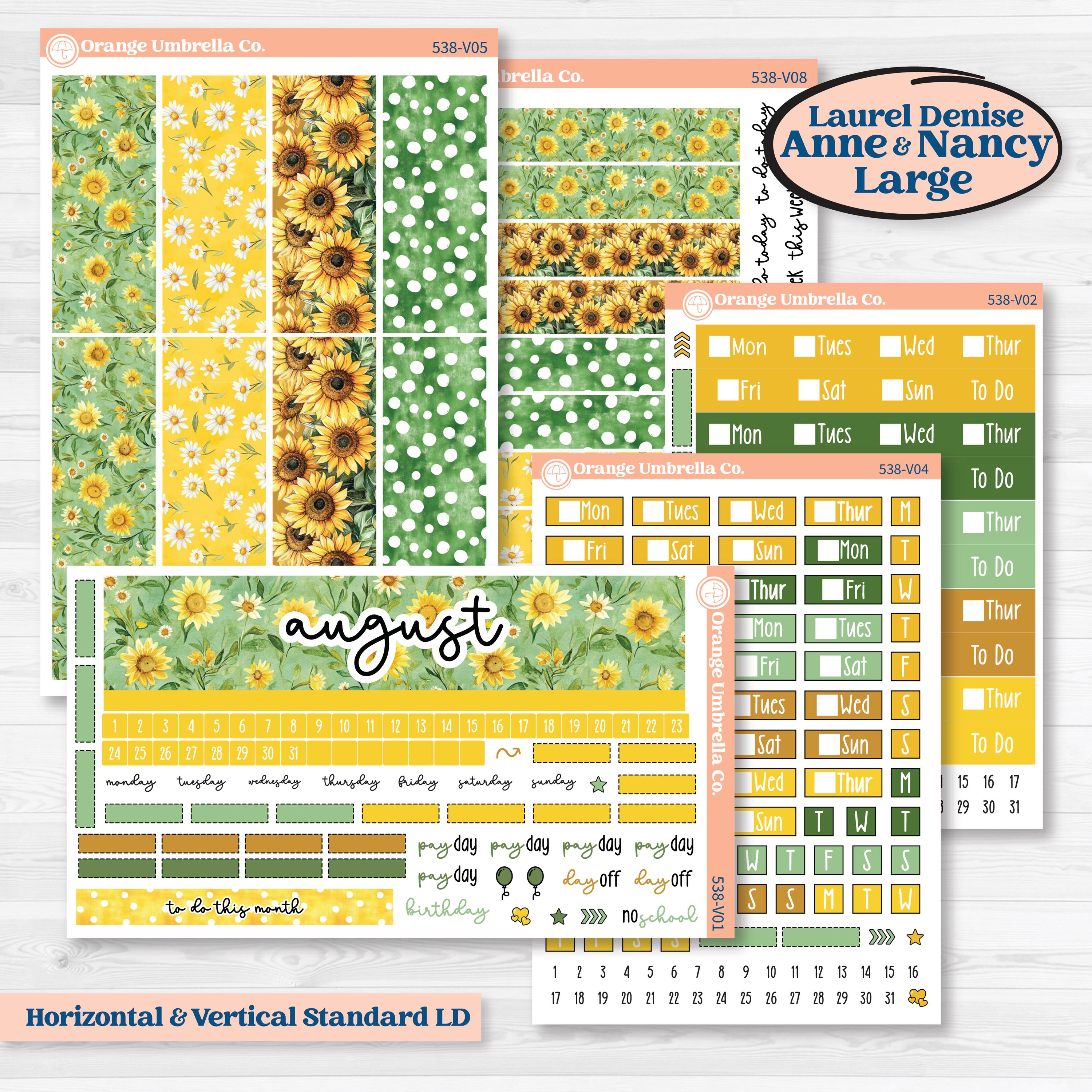 Sunflower Cottage | Laurel Denise Nancy Large & Anne Large Planner Kit Stickers | Sun Blooms | KIT-538-V