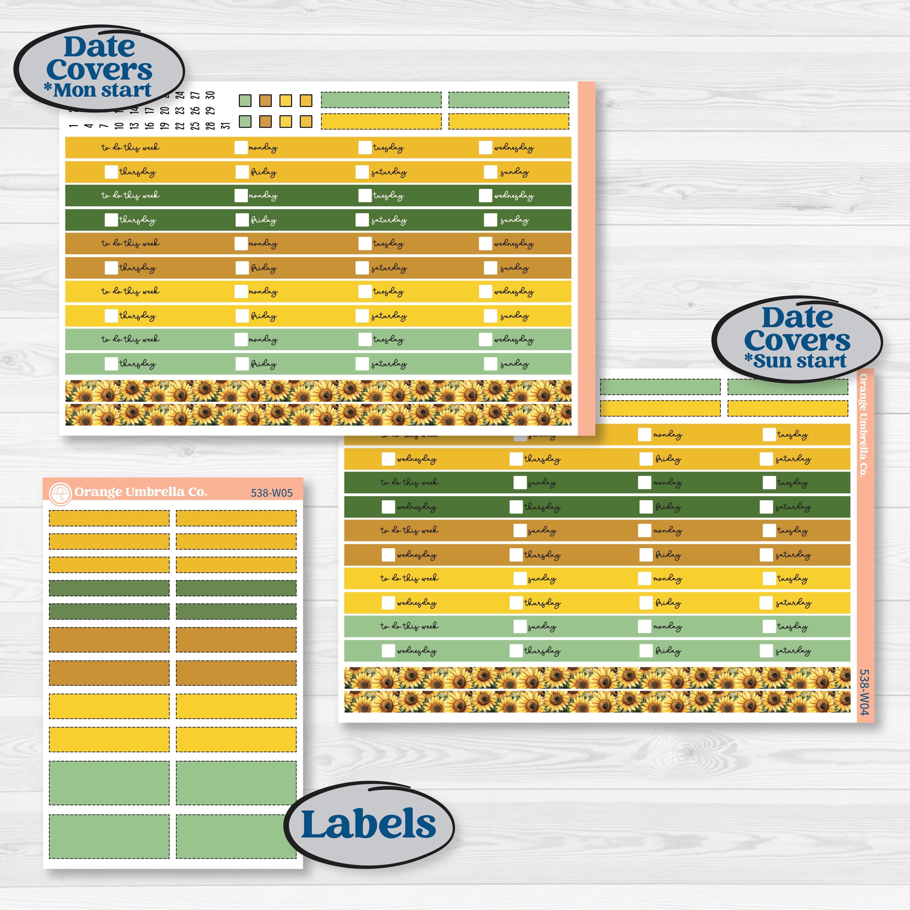 Sunflower Cottage | Laurel Denise Scout Large Planner Kit Stickers | Sun Blooms | KIT-538-W