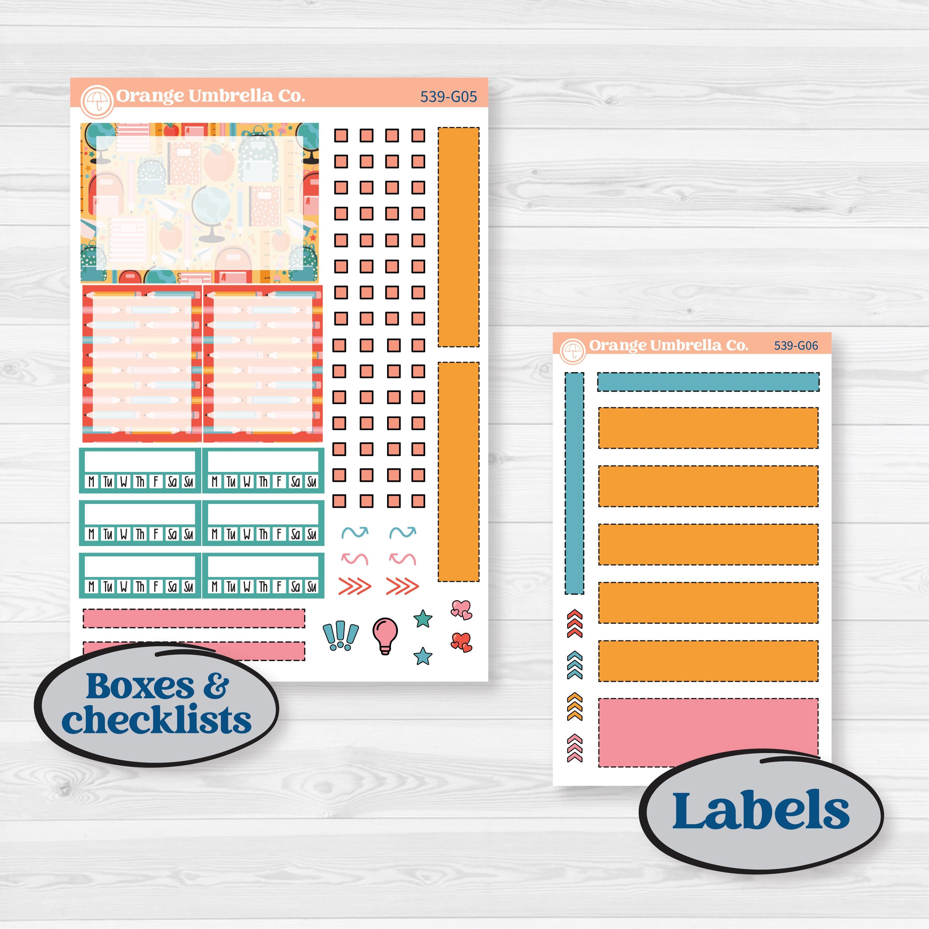 Back To School Kit | Erin Condren A5 Weekly Dashboard Planner Kit Stickers | Level Up | KIT-539-G4
