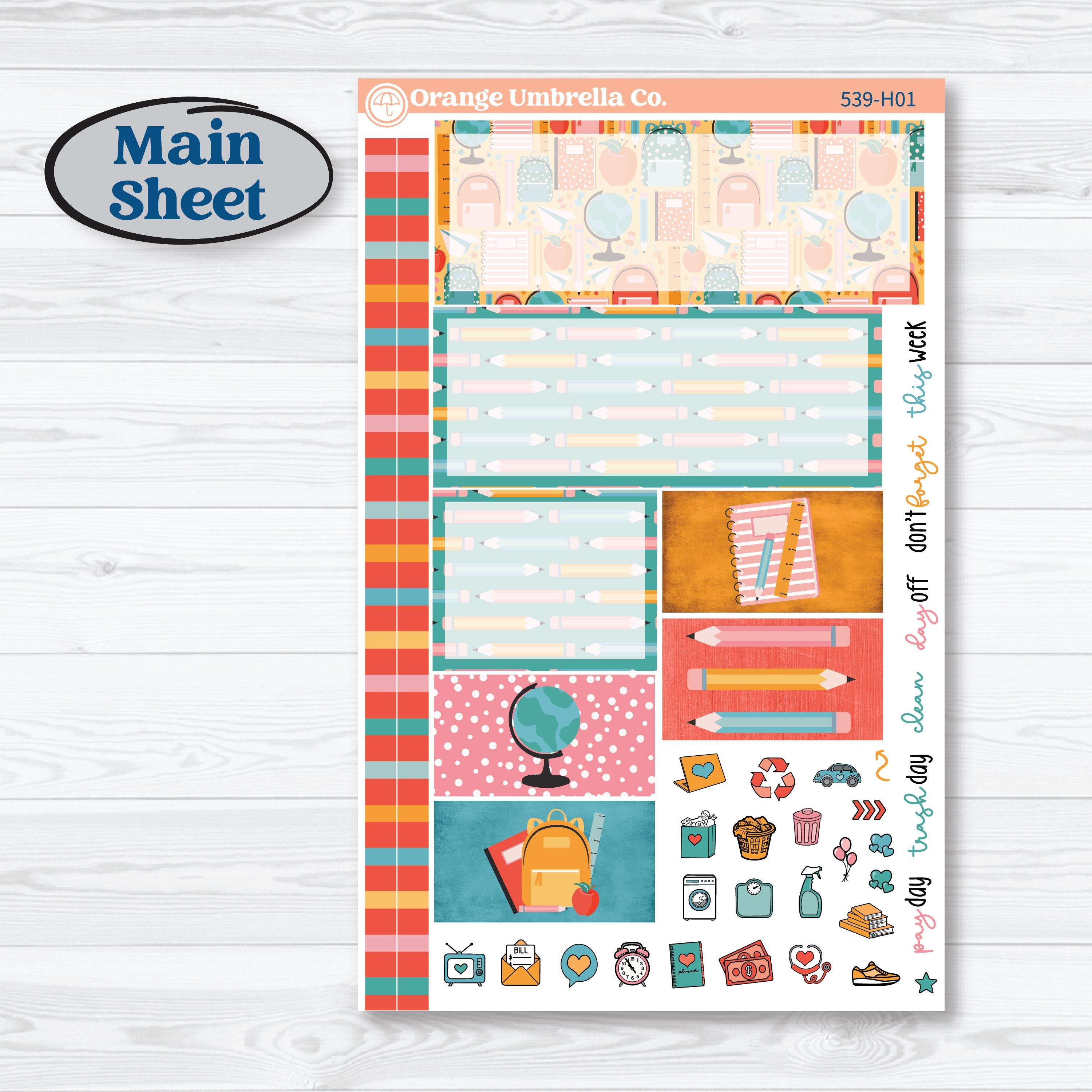 Back To School Kit | Plum Vertical Priorities 7x9 Planner Kit Stickers | Level Up | KIT-539-H