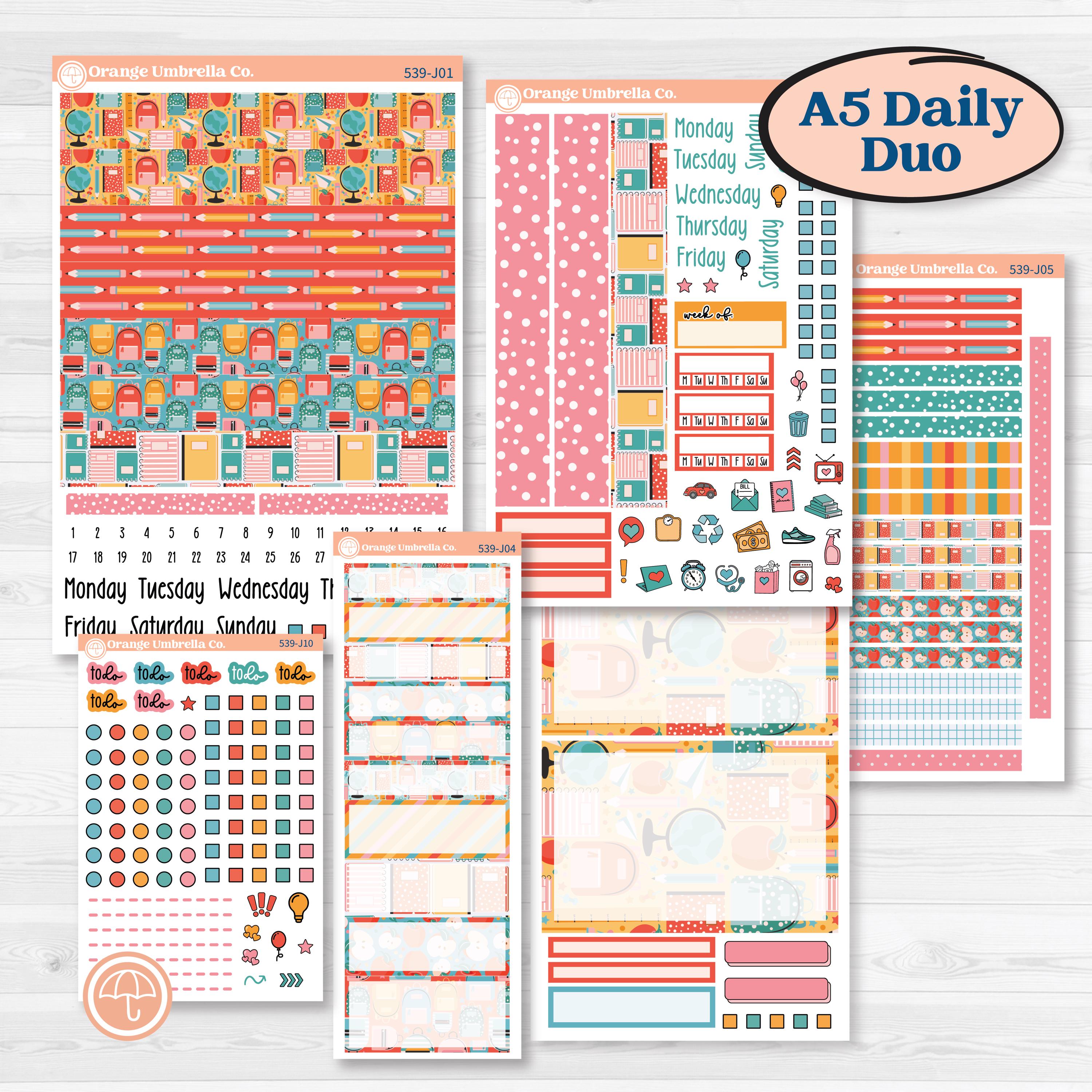 Back To School Kit | A5 Daily Duo Planner Kit Stickers | Level Up | KIT-539-J