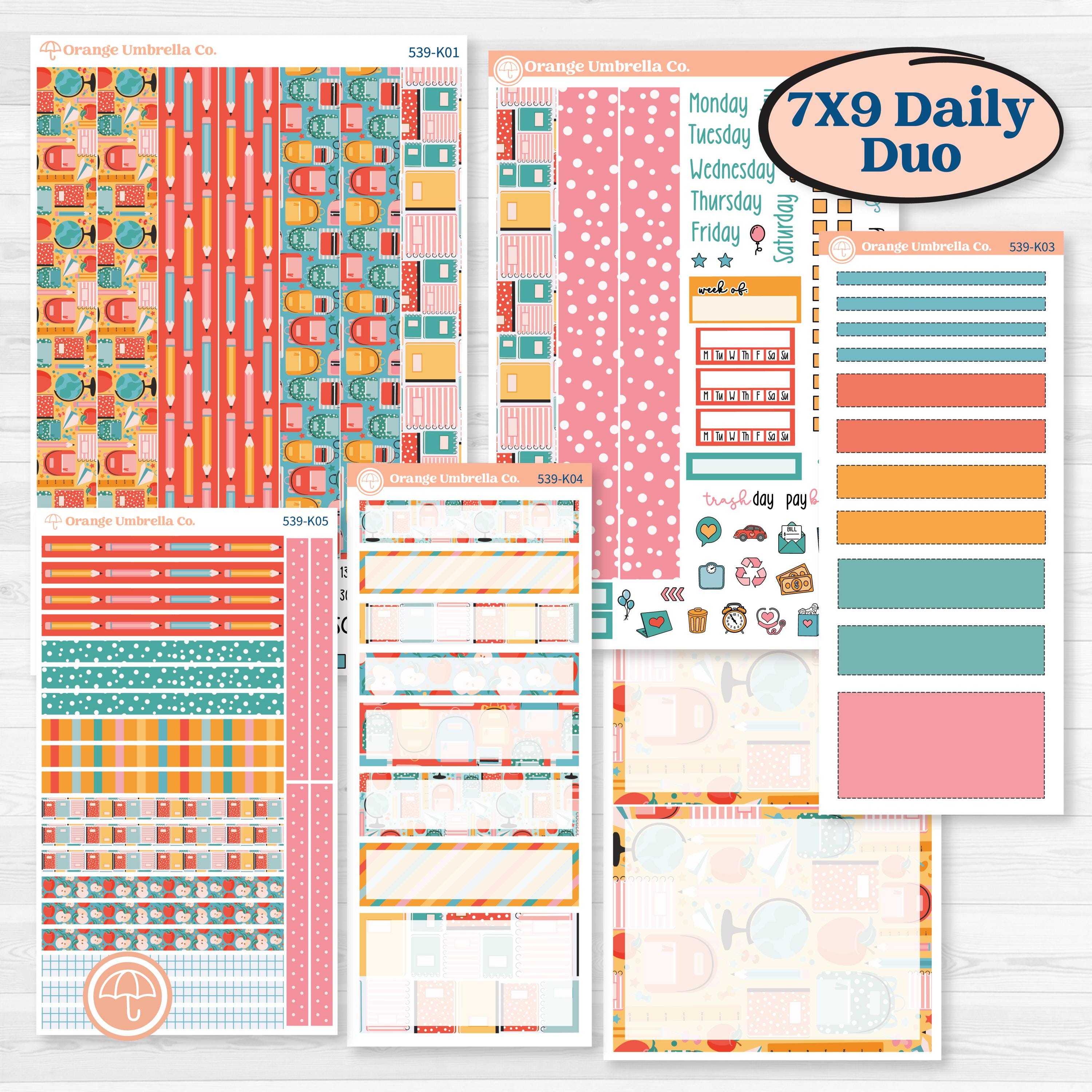 Back To School Kit | 7x9 Erin Condren Daily Duo Planner Kit Stickers | Level Up | KIT-539-K
