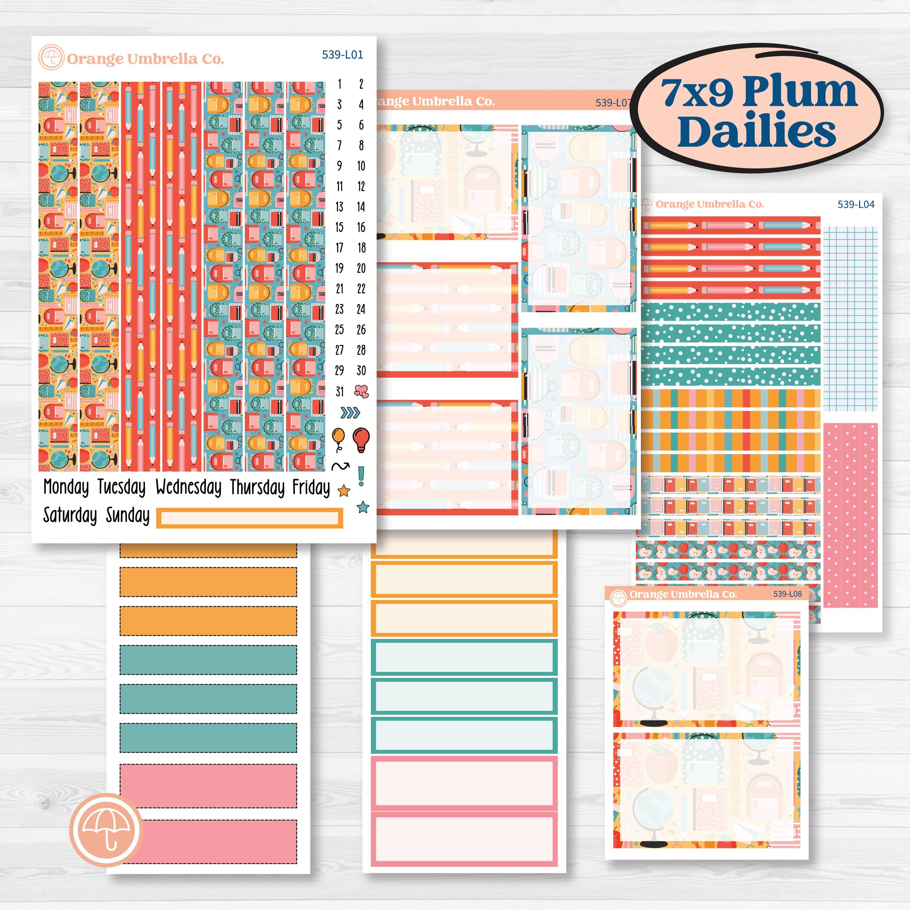 Back To School Kit | 7x9 Plum Daily Planner Kit Stickers | Level Up | KIT-539-L