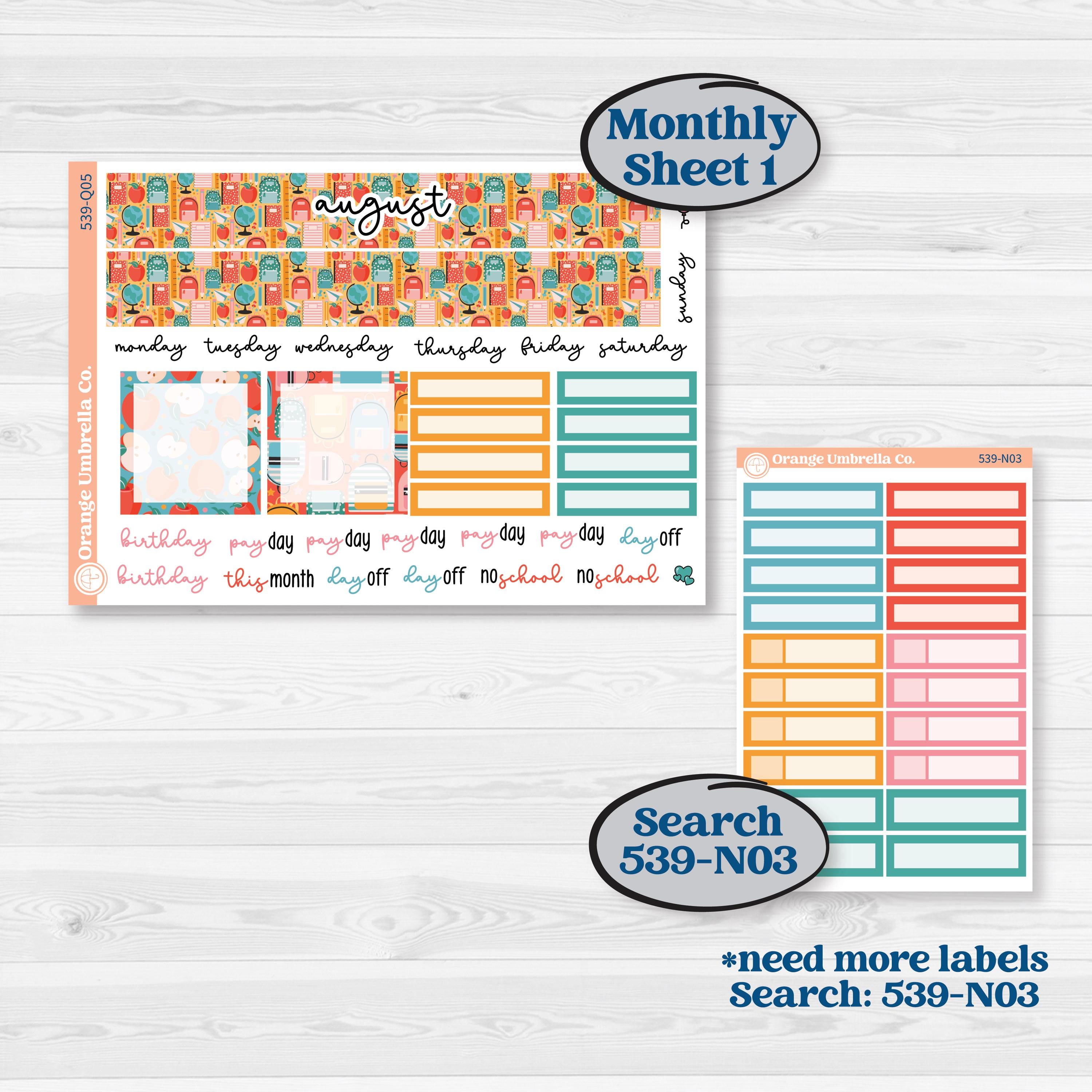 Back To School Kit | 7x9 Plum Monthly & Dashboard Planner Kit Stickers | Level Up | KIT-539-Q