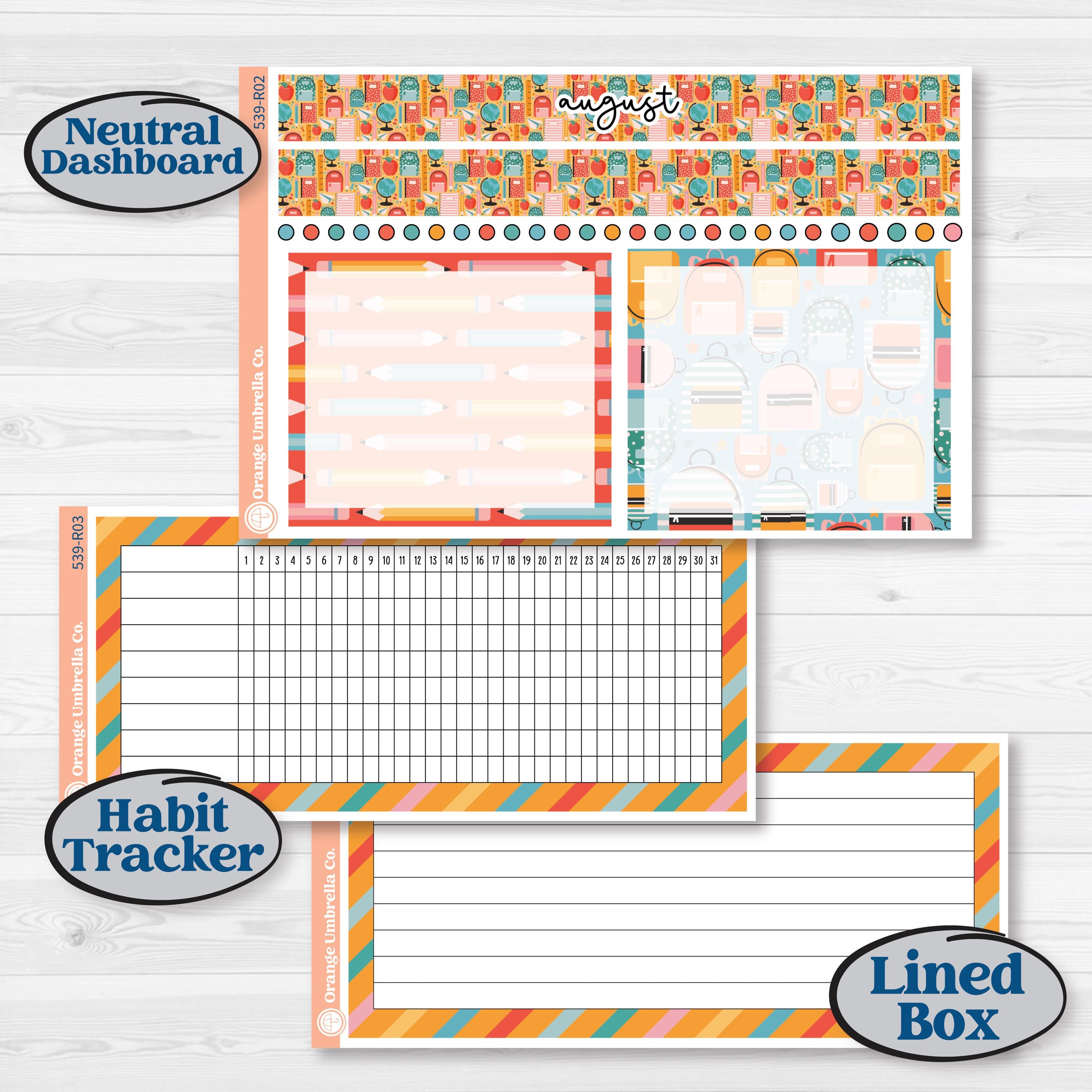 Back To School Kit | 8.5x11 Plum Monthly & Dashboard Planner Kit Stickers | Level Up | KIT-539-R