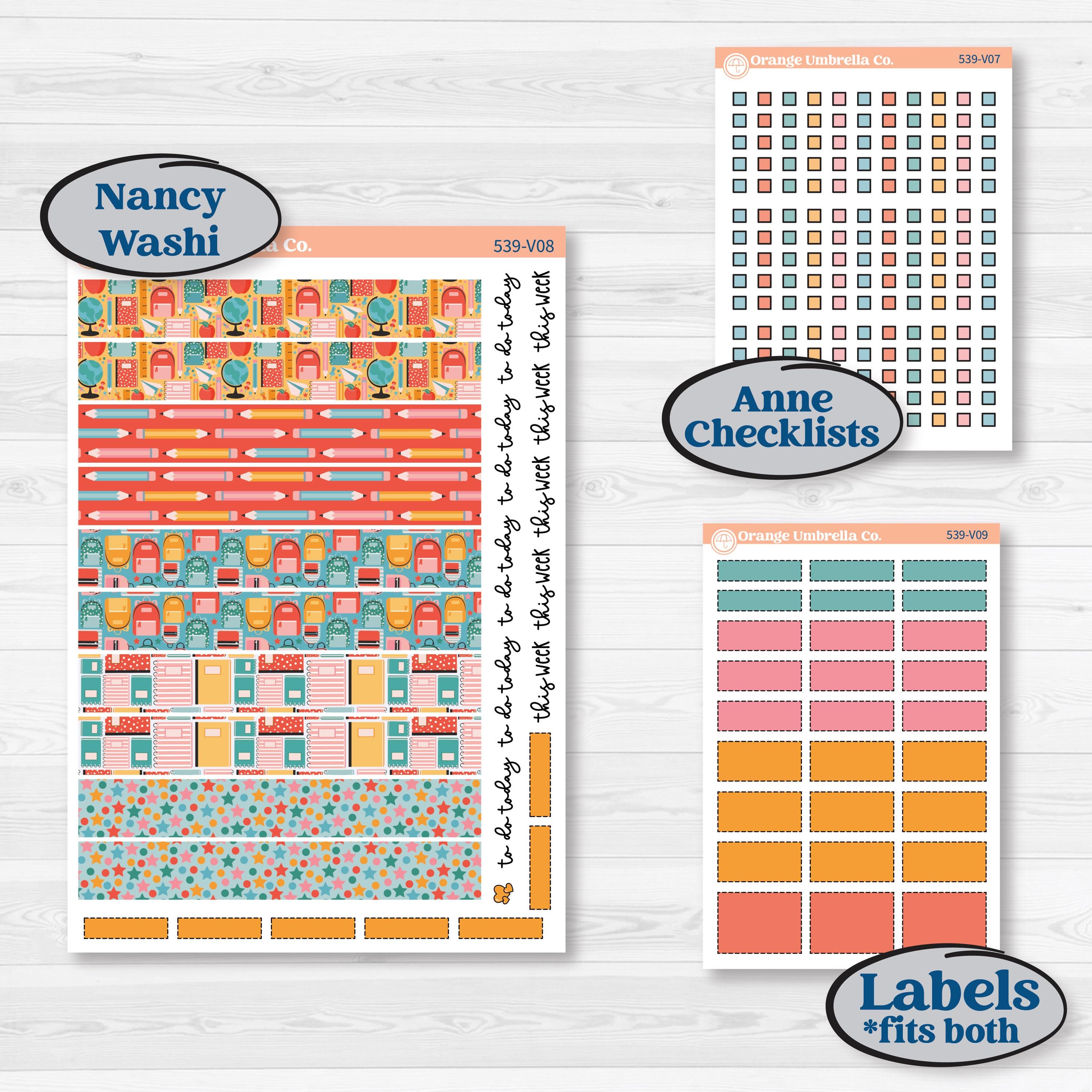 Back To School Kit | Laurel Denise Nancy Large & Anne Large Planner Kit Stickers | Level Up | KIT-539-V