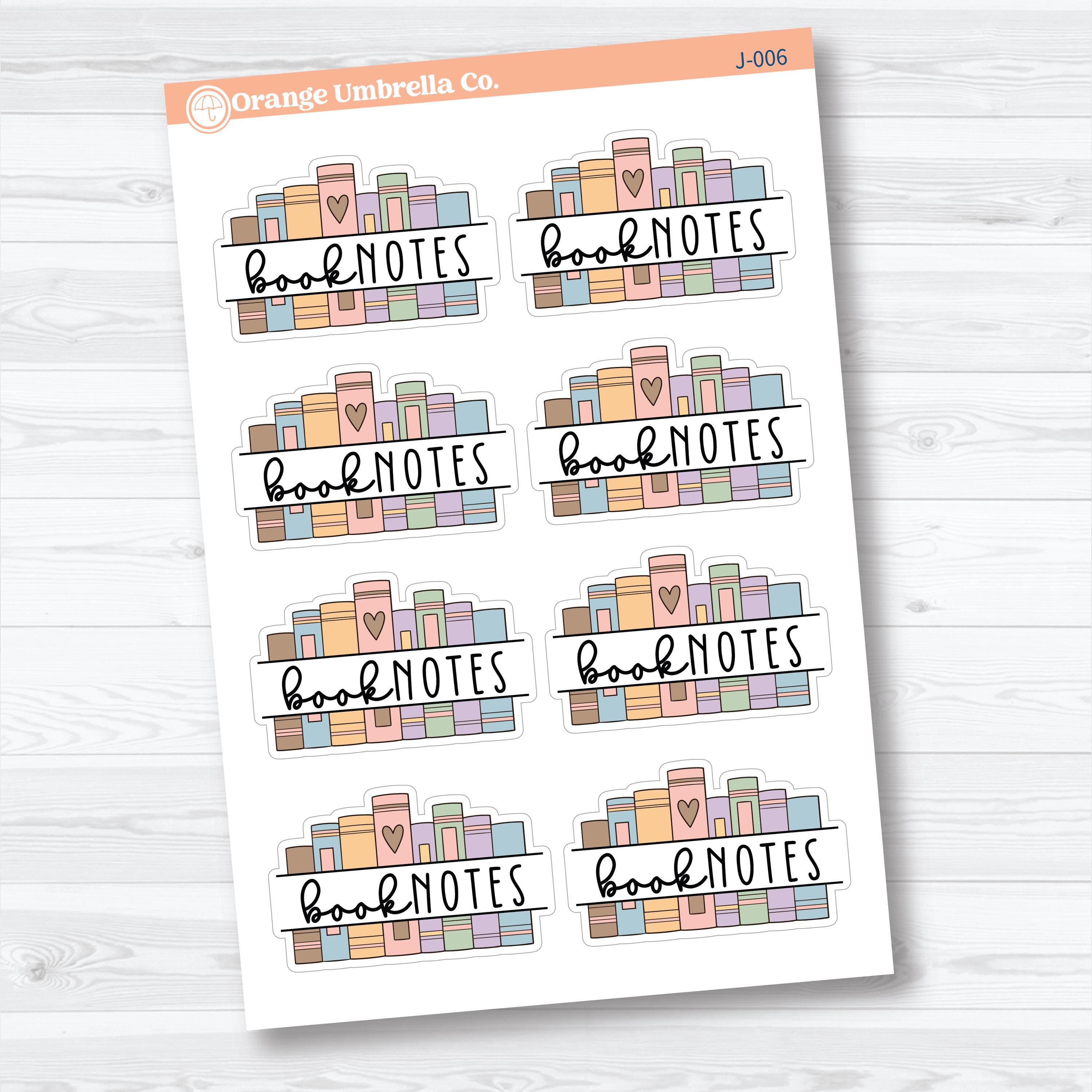 Book Notes Planner Stickers | Reading Journal Labels | J-006