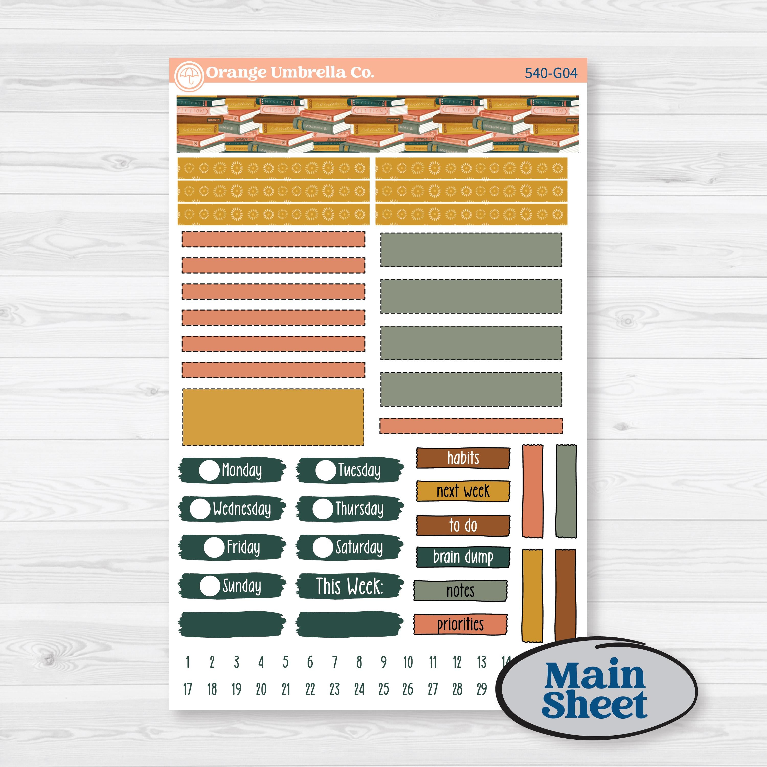 Book Love Planner Kit | Erin Condren A5 Weekly Dashboard Planner Kit Stickers | Bookmarked | KIT-540-G4