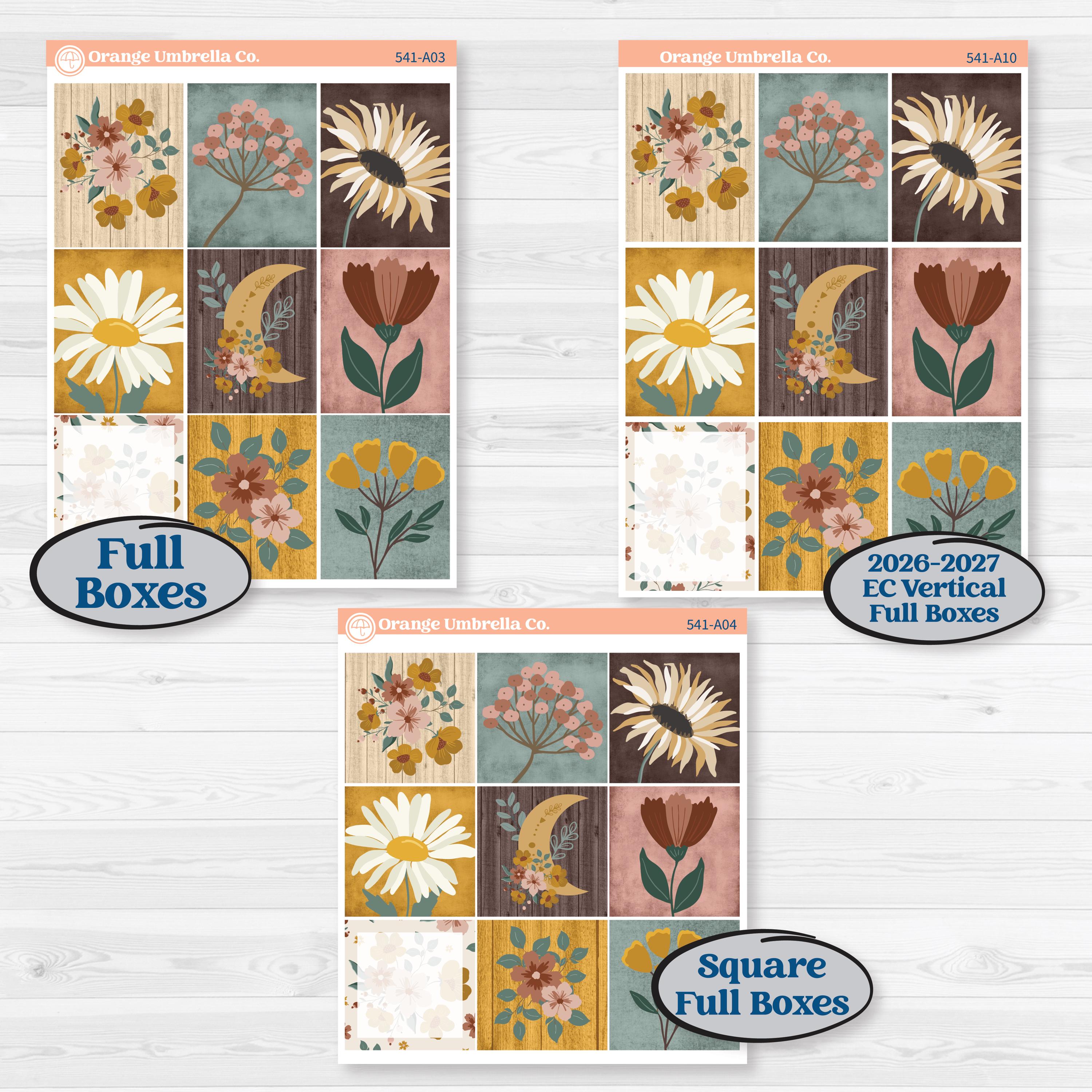 Boho Floral Planner Kit | Weekly Sticker Kit for Vertical Planners like Erin Condren | Living Is Easy | KIT-541-A