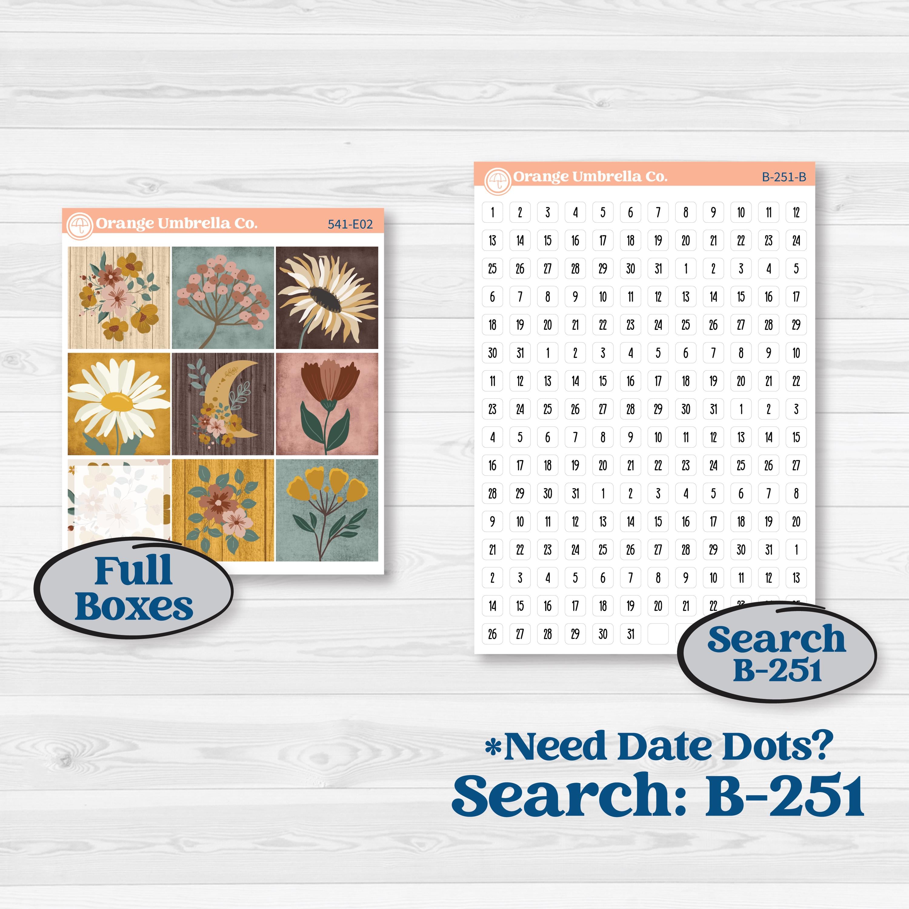 Boho Floral Planner Kit | Hobonichi Cousin Weekly & Daily Planner Kit Stickers | Living Is Easy | KIT-541-E