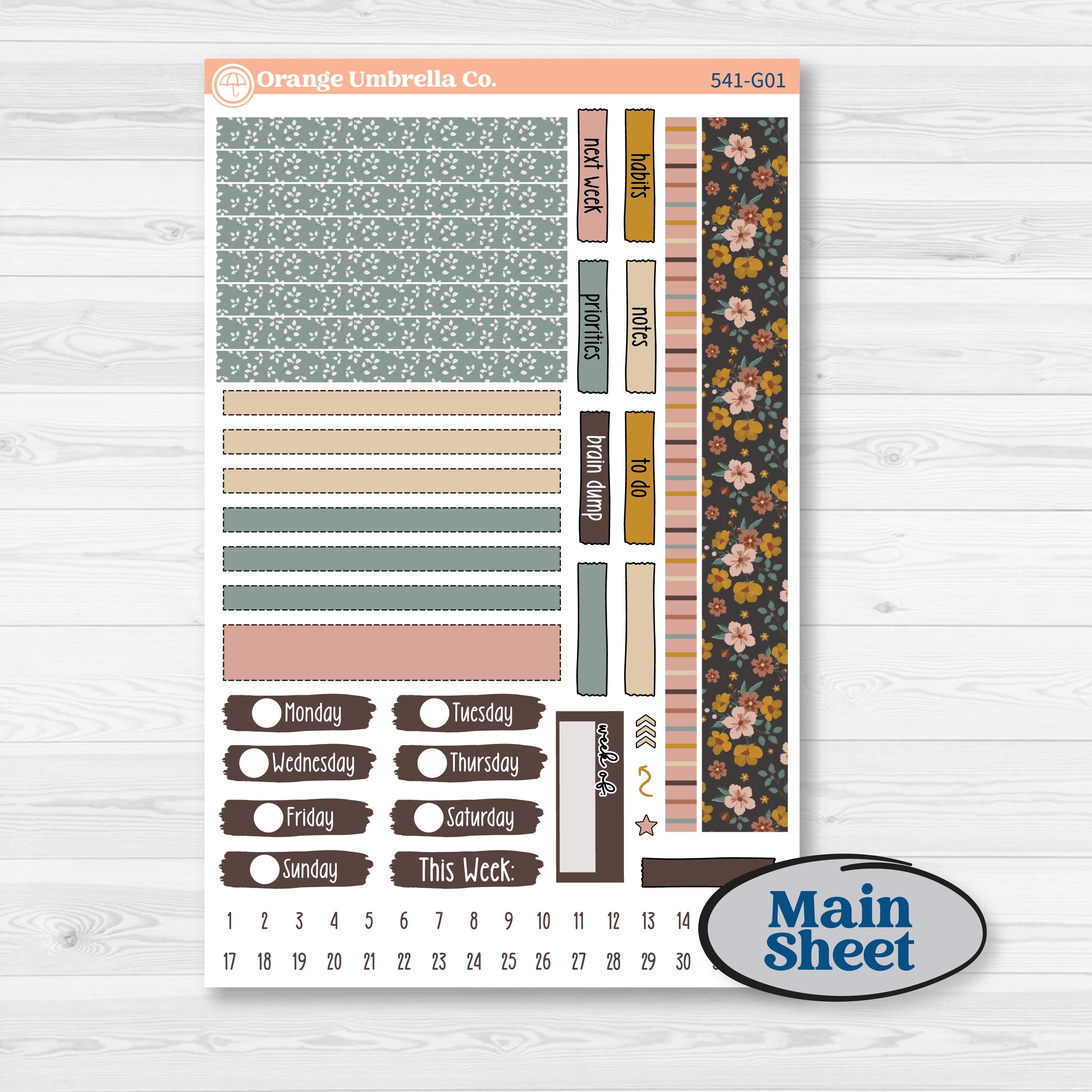 Boho Floral Planner Kit | Erin Condren 7x9 Weekly Dashboard Planner Kit Stickers | Living Is Easy | KIT-541-G