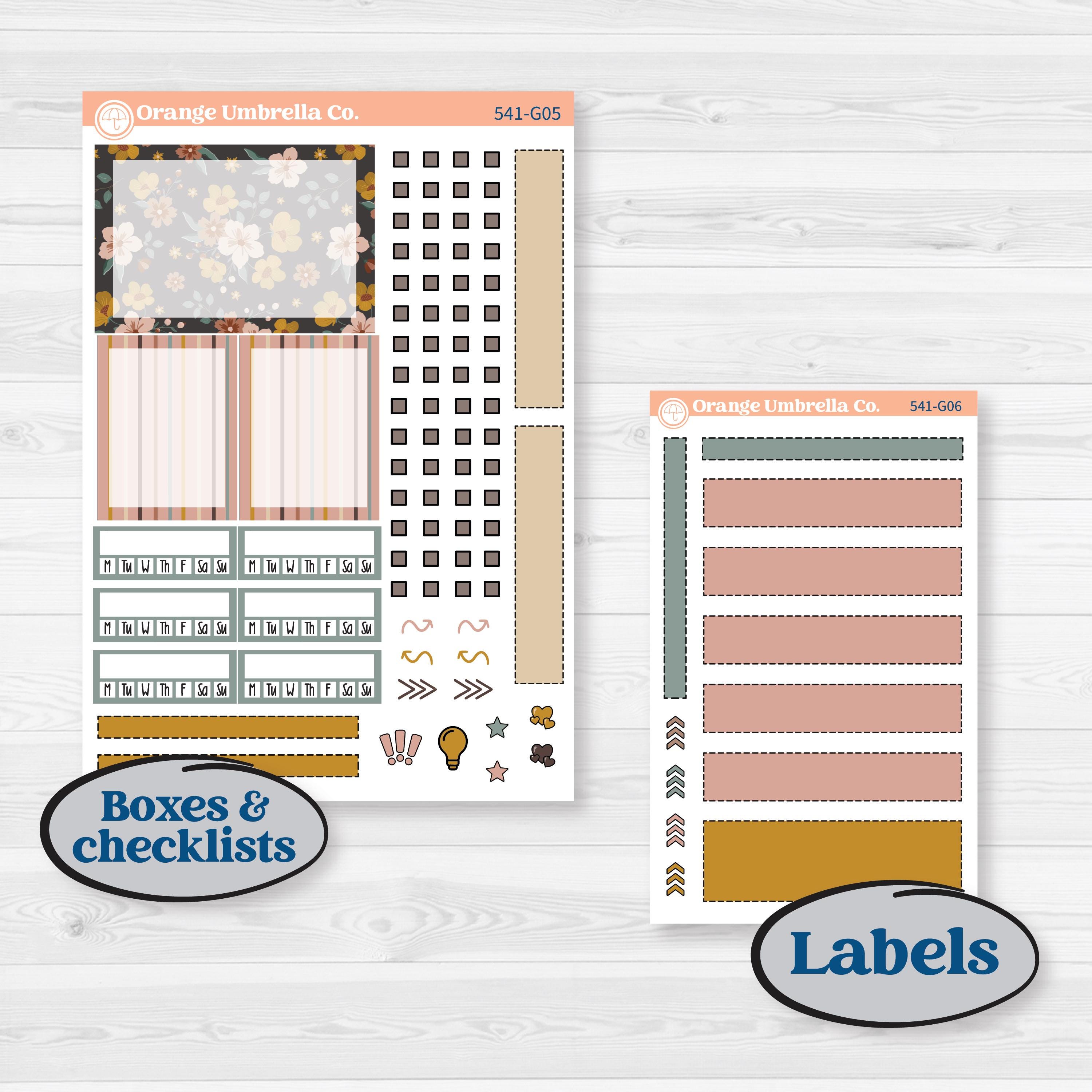 Boho Floral Planner Kit | Erin Condren A5 Weekly Dashboard Planner Kit Stickers | Living Is Easy | KIT-541-G4