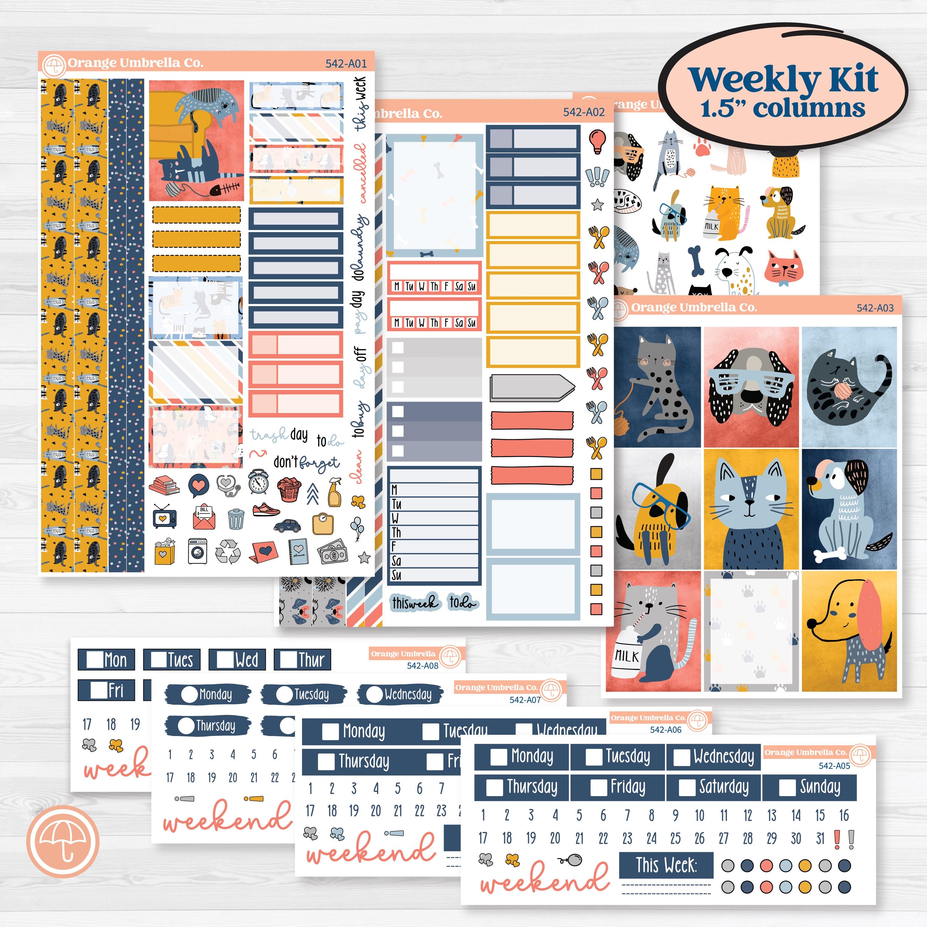 Pet Lover Planner Kit | Weekly Sticker Kit for Vertical Planners like Erin Condren | Furever Friends | KIT-542-A