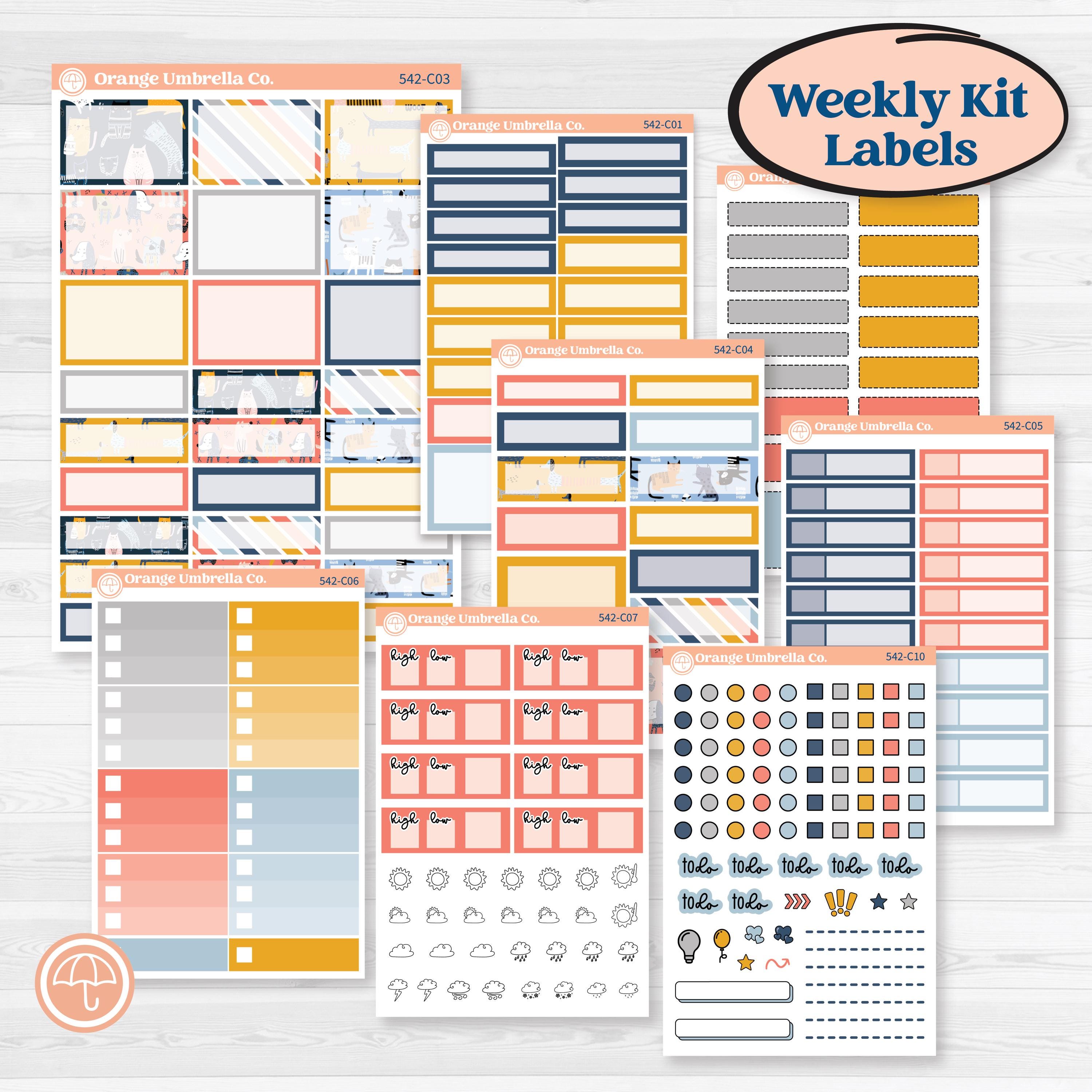 Pet Lover Planner Kit | Weekly Add-On Labels Planner Kit Stickers | Furever Friends | KIT-542-C