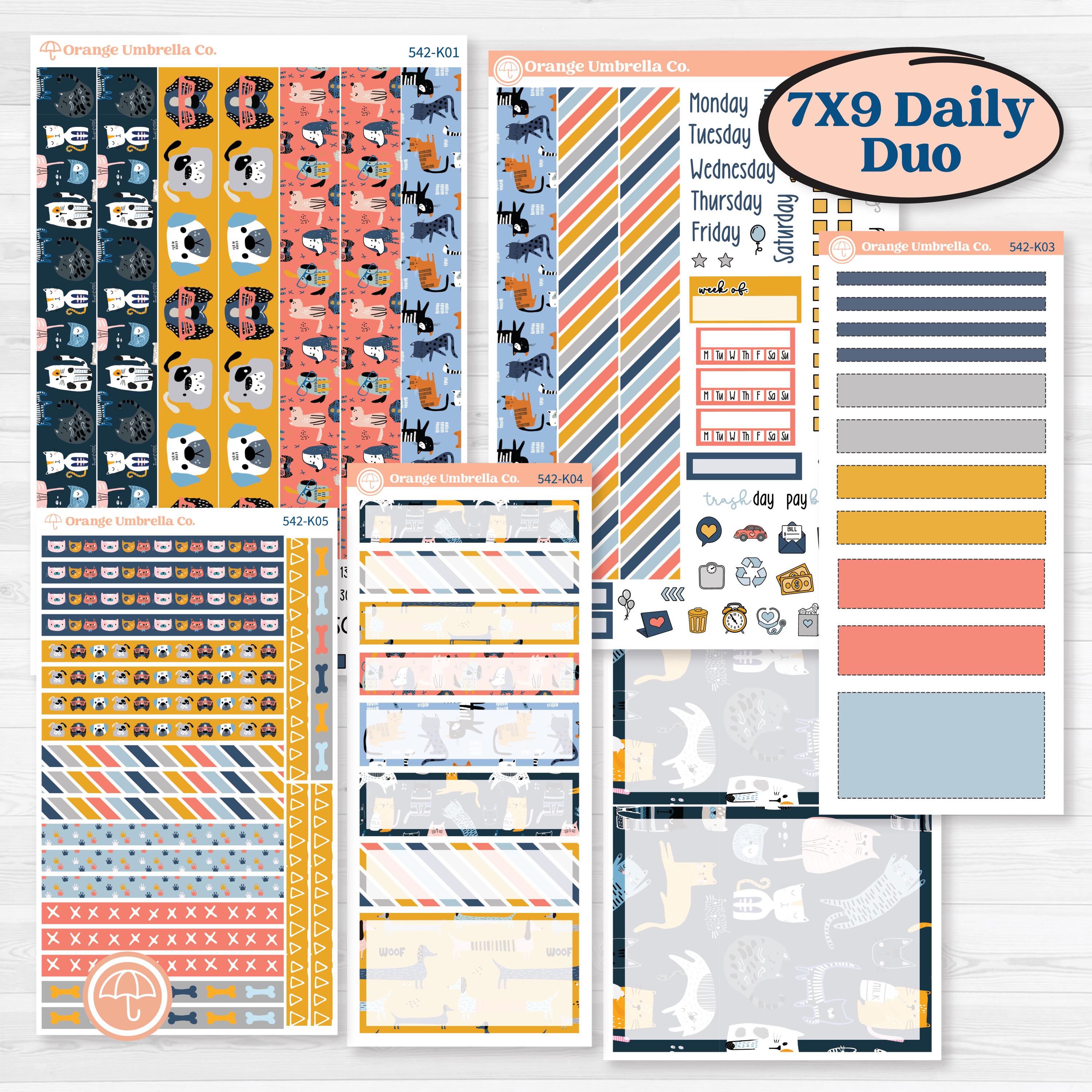 Pet Lover Planner Kit | 7x9 Erin Condren Daily Duo Planner Kit Stickers | Furever Friends | KIT-542-K