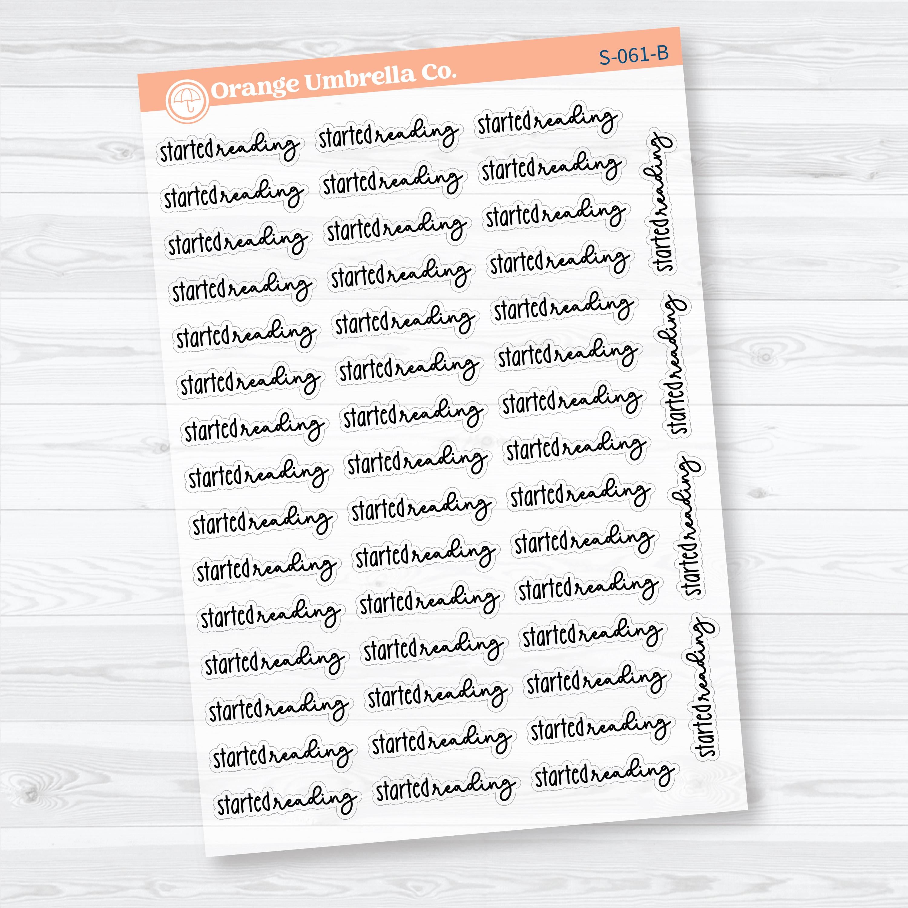 Started Reading Clear Matte Planner Script Stickers | Reading Journal Scripts F18 | S-061-CM