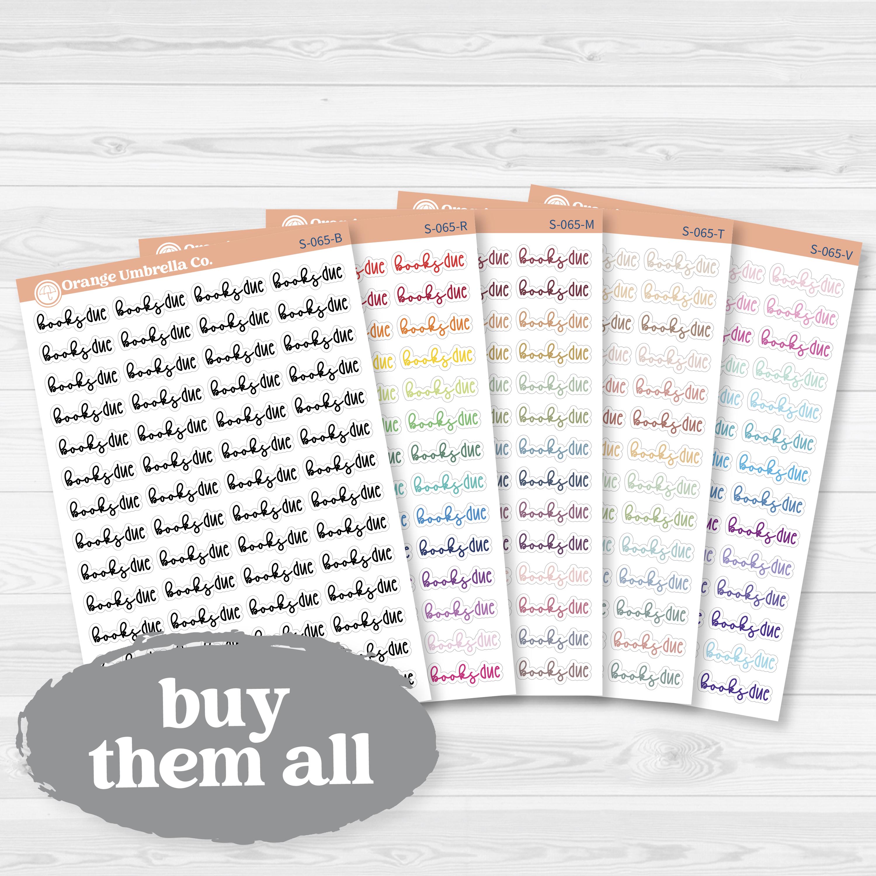 Books Due Planner Script Stickers | Reading Journal Scripts F18 | S-065