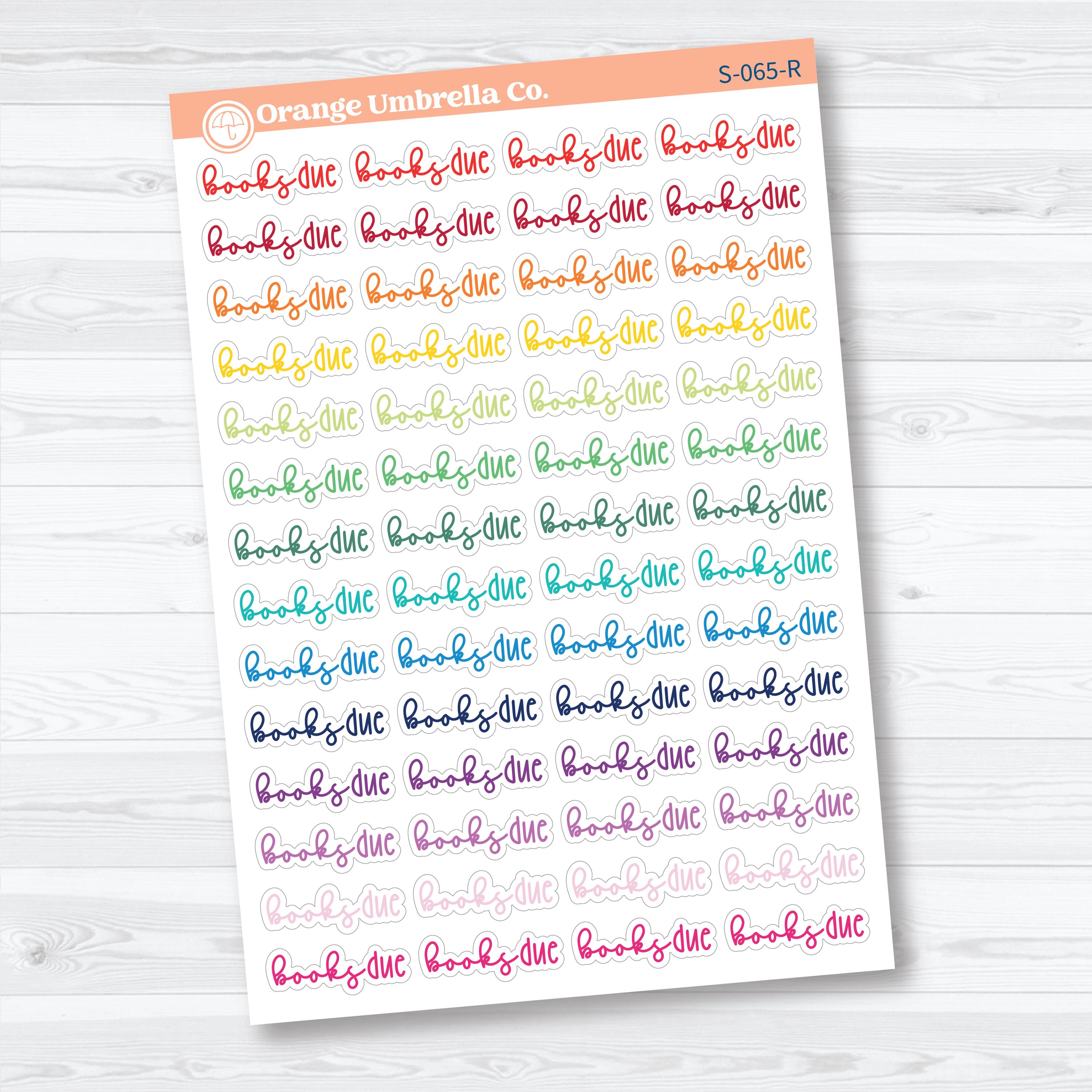 Books Due Planner Script Stickers | Reading Journal Scripts F18 | S-065