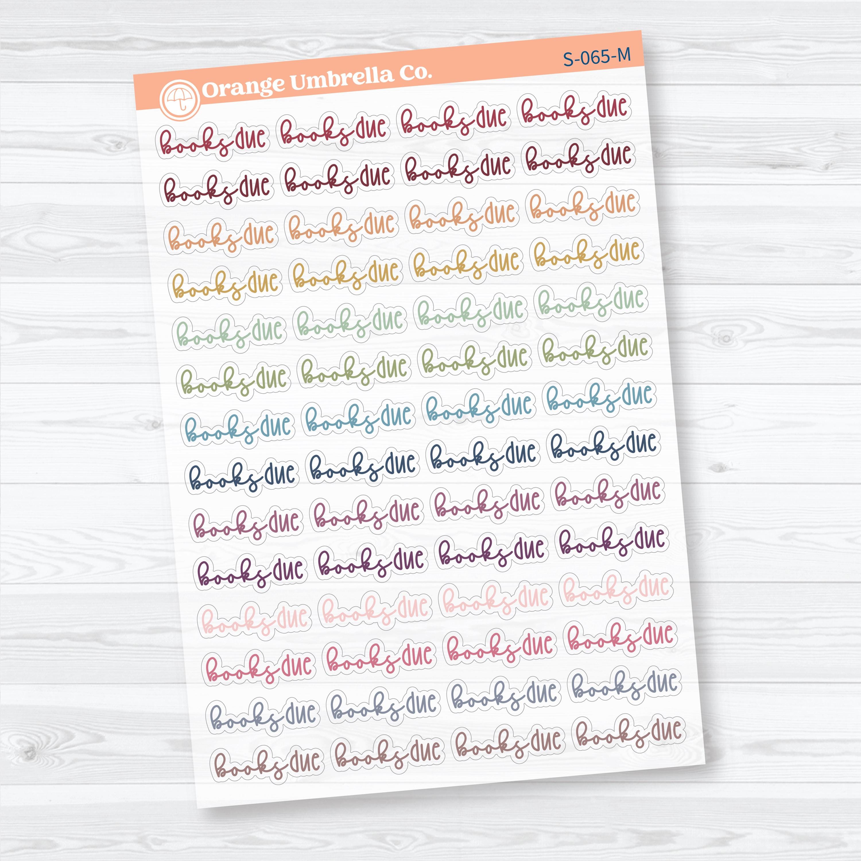 Books Due Clear Matte Planner Script Stickers | Reading Journal Scripts F18 | S-065-CM