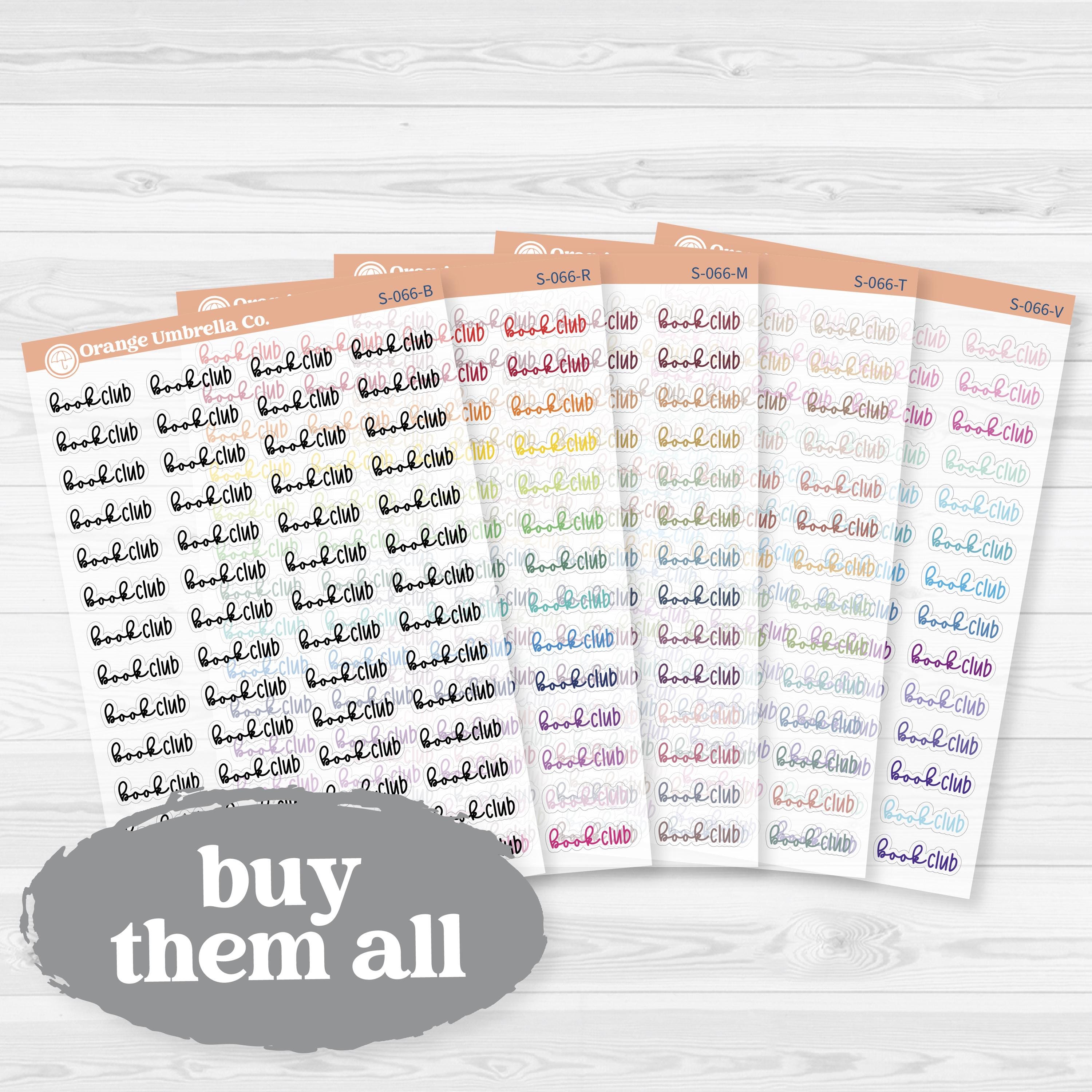 Book Club Clear Matte Planner Script Stickers | Reading Journal Scripts F18 | S-066-CM