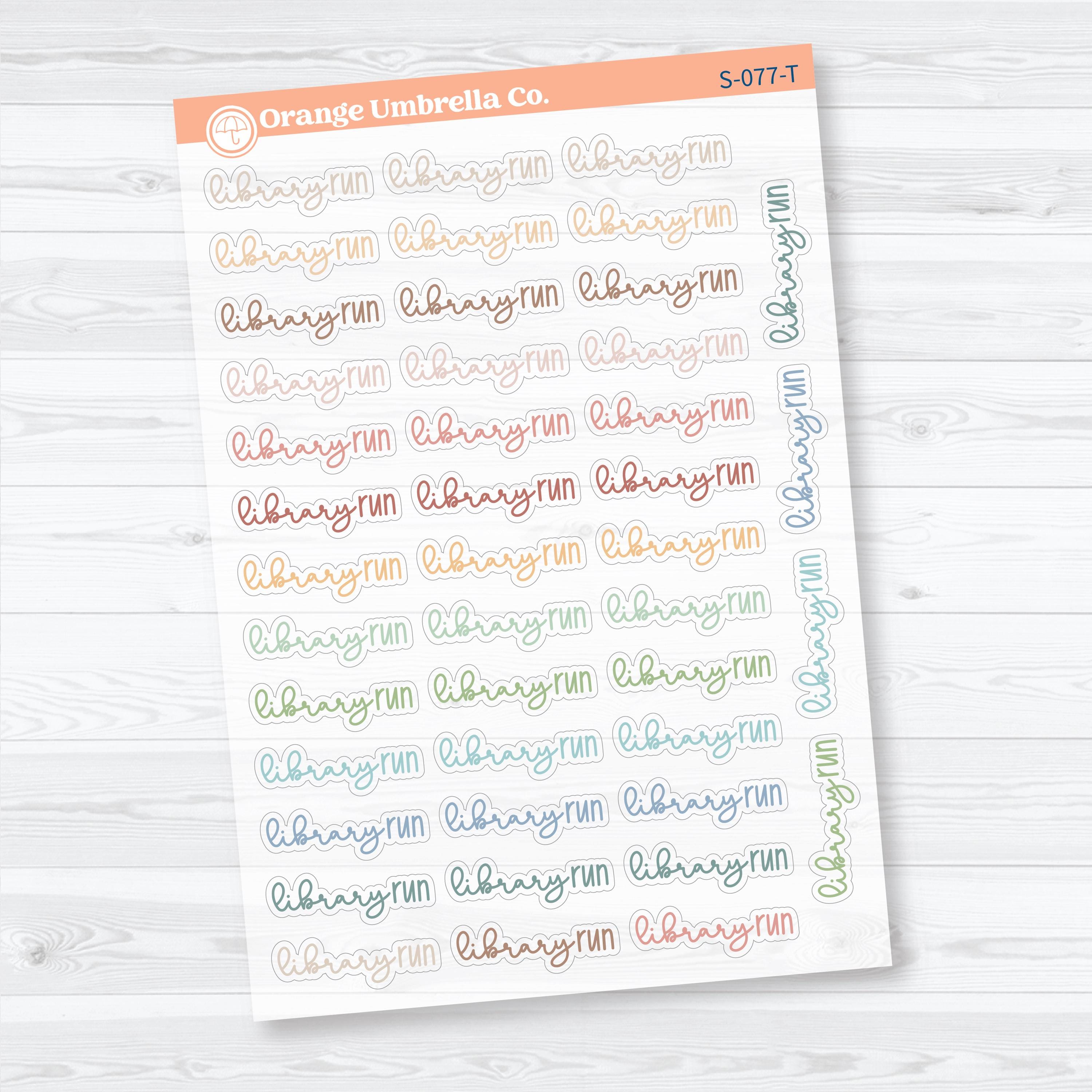 Library Run Reading Journal Clear Matte Script Stickers | Planner Stickers | S-077-CM