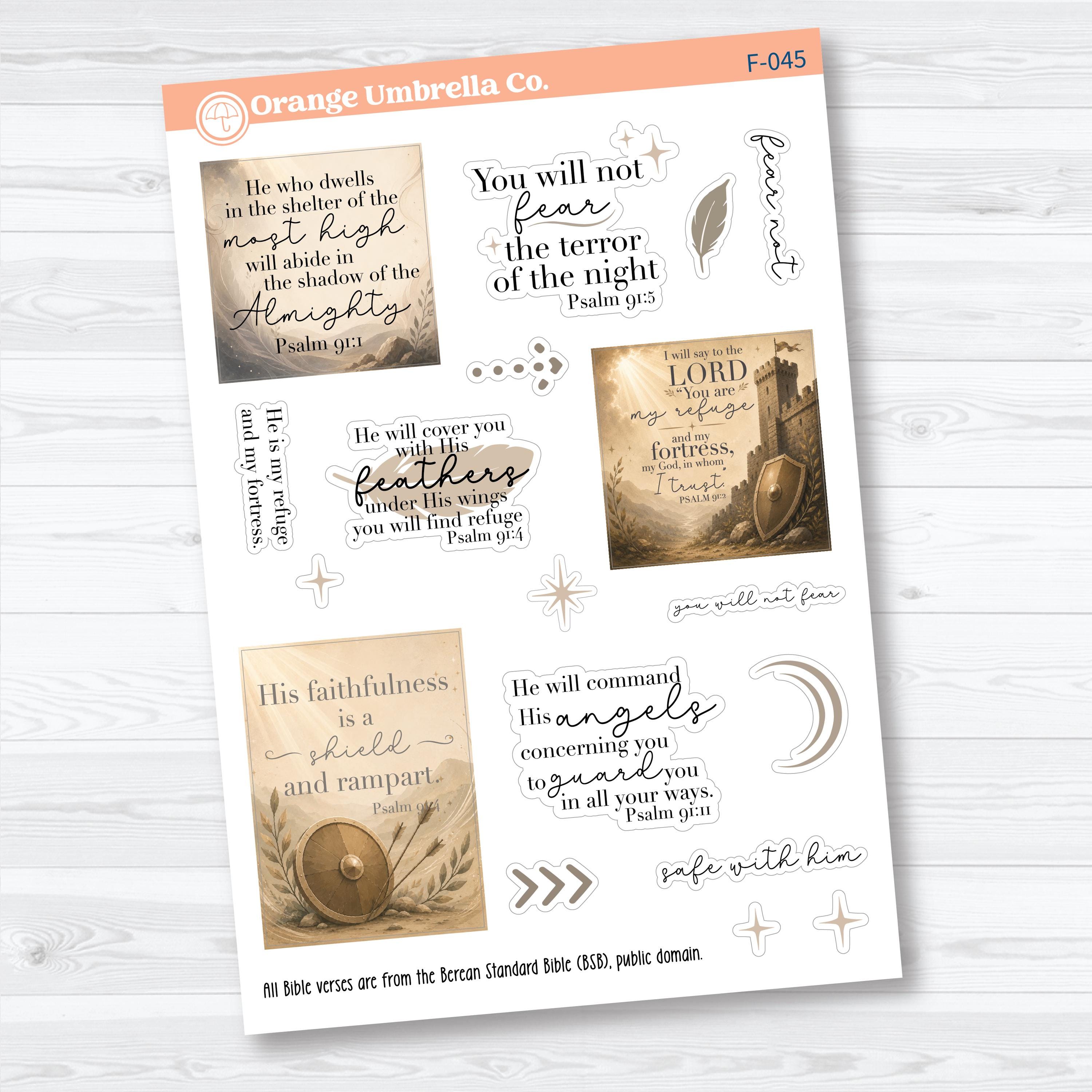 Psalm 91 Bible Study Planner Stickers | Faith Journaling Stickers | F-045-047