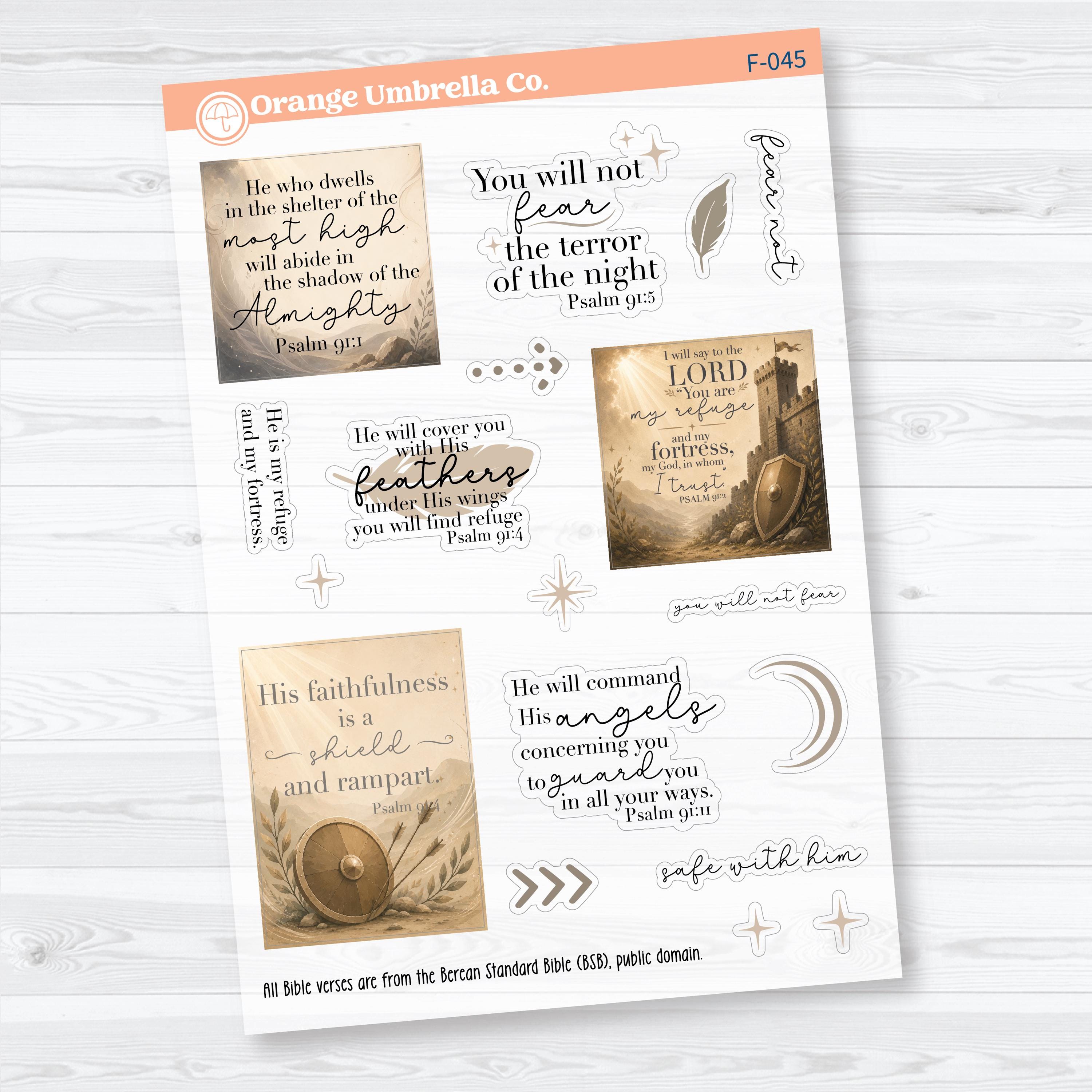Psalm 91 Bible Study Clear Matte Planner Stickers | Faith Journaling Stickers | F-045-047-CM